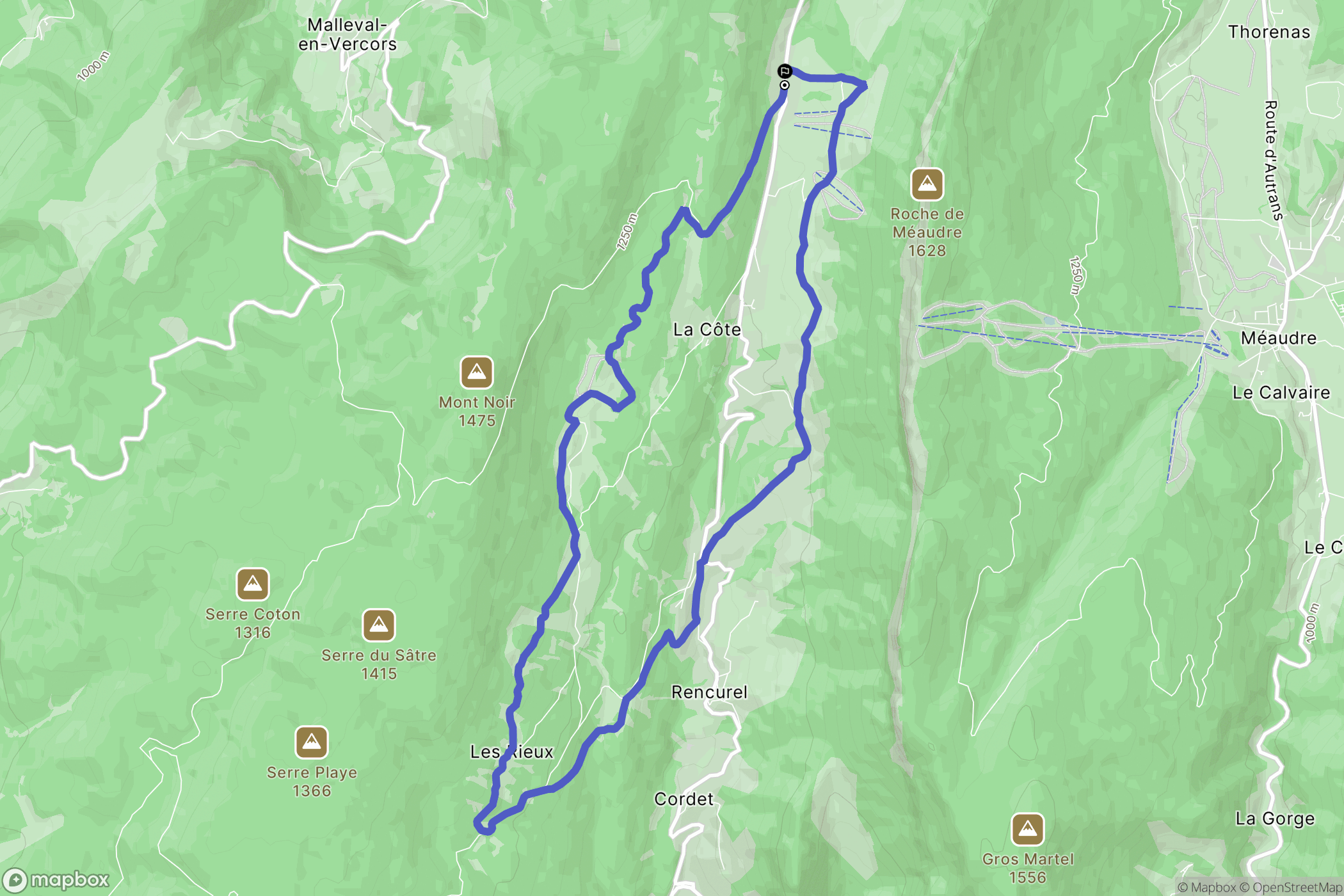Rencurel : carte du parcours de randonnée - France