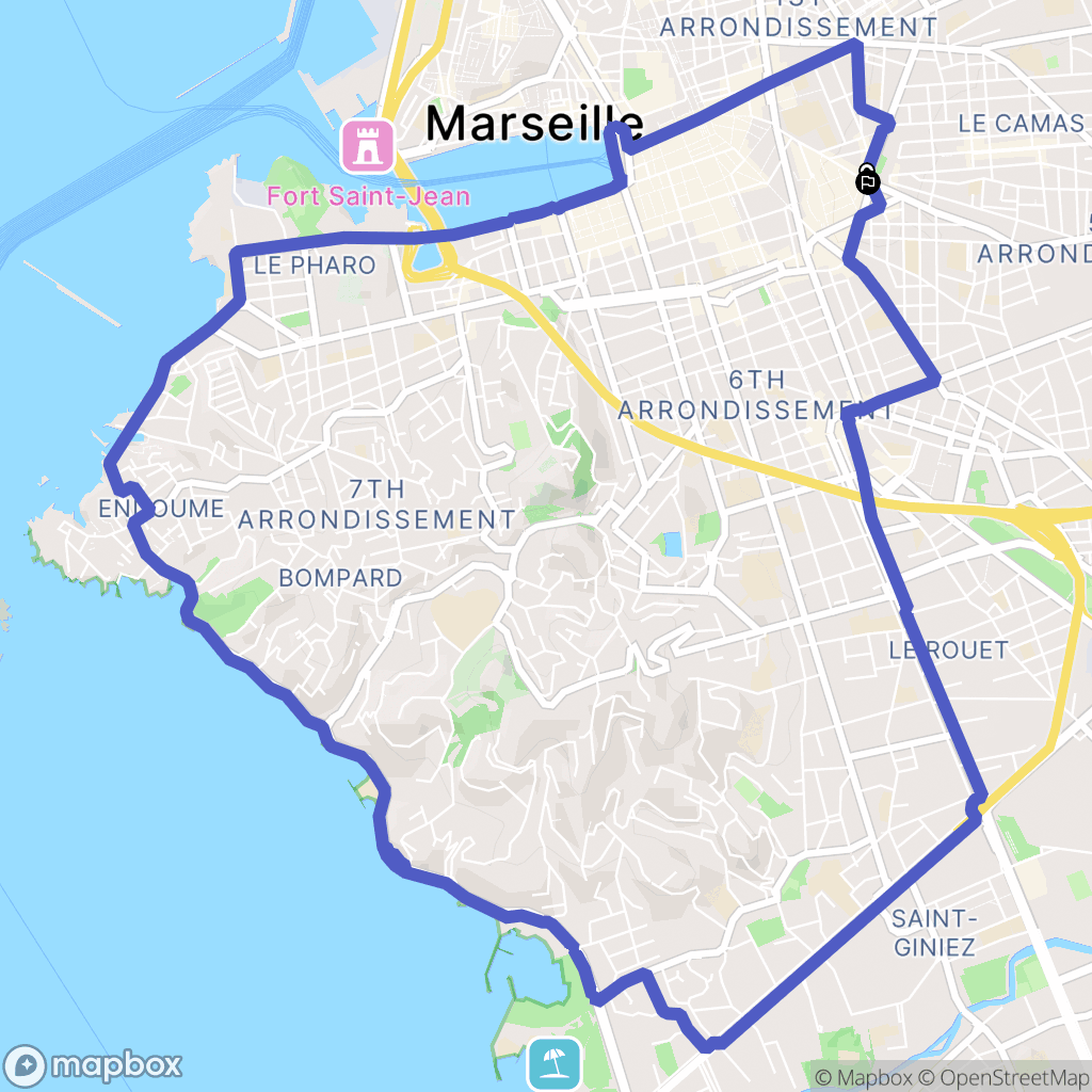 Marseille : carte du parcours de randonnée - France