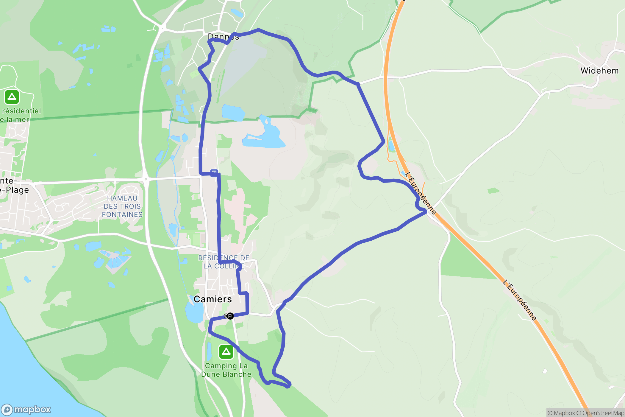 Camiers : carte du parcours de randonnée - France