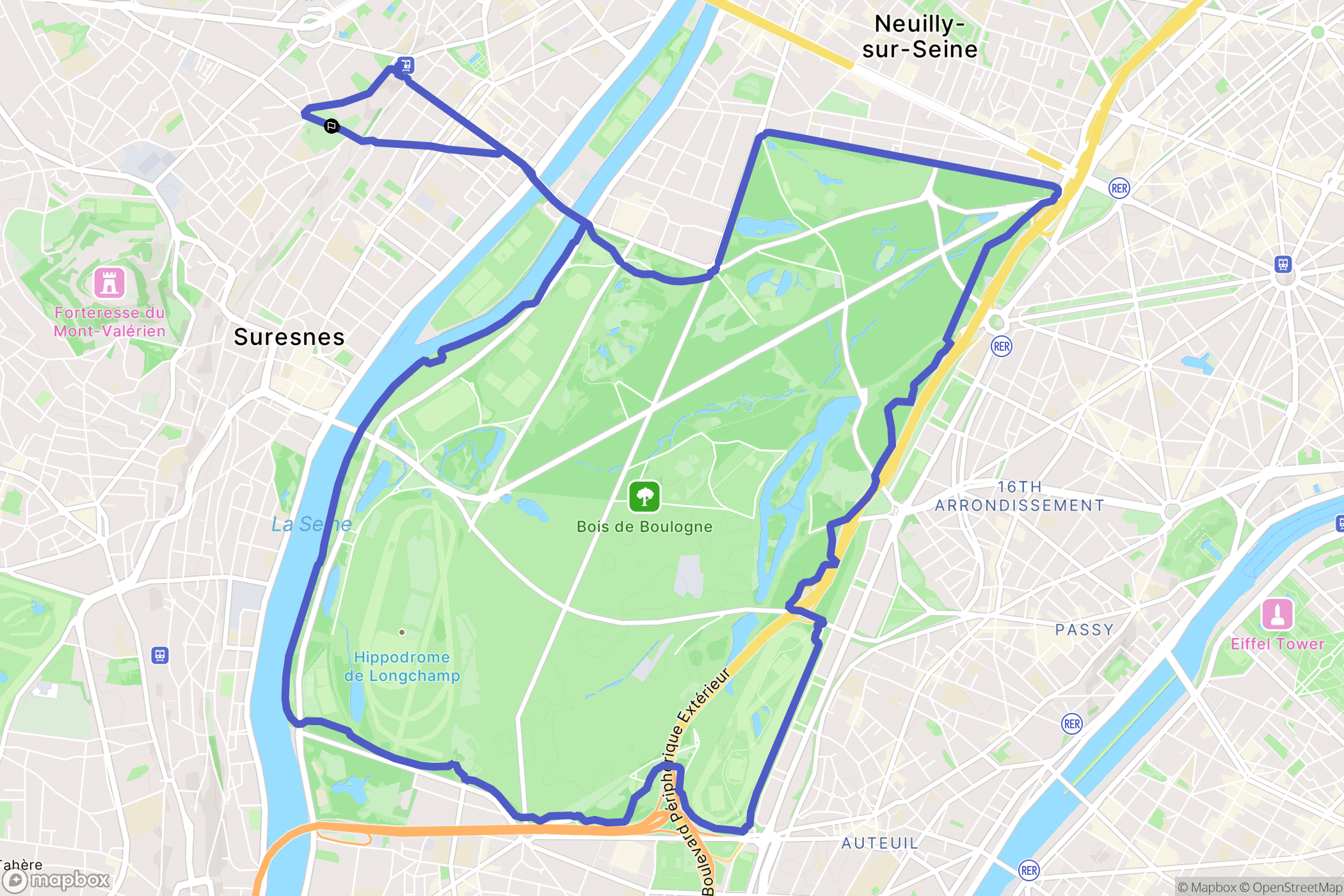 Suresnes : carte du parcours de randonnée - France