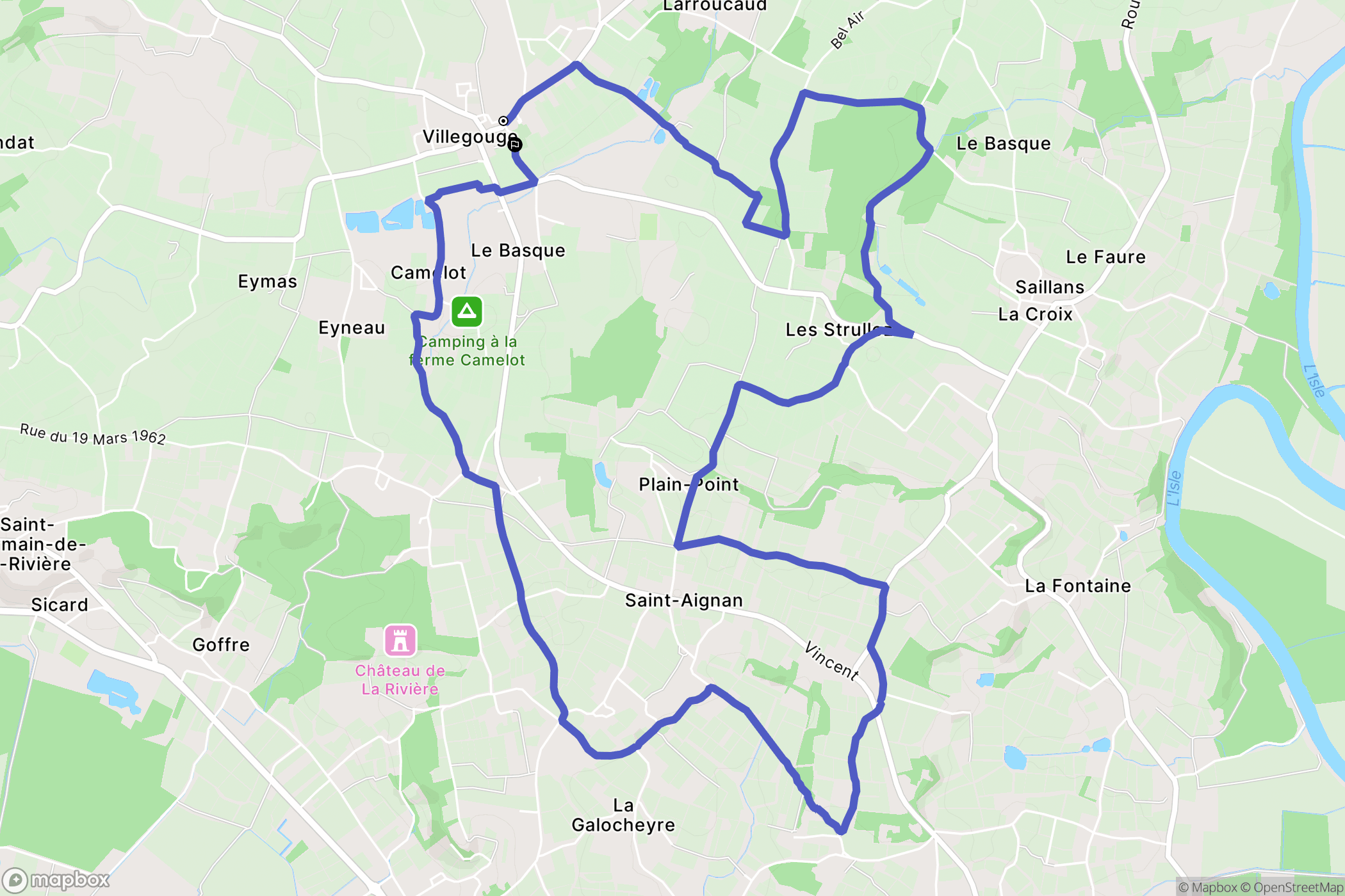 Villegouge : carte du parcours de randonnée - France