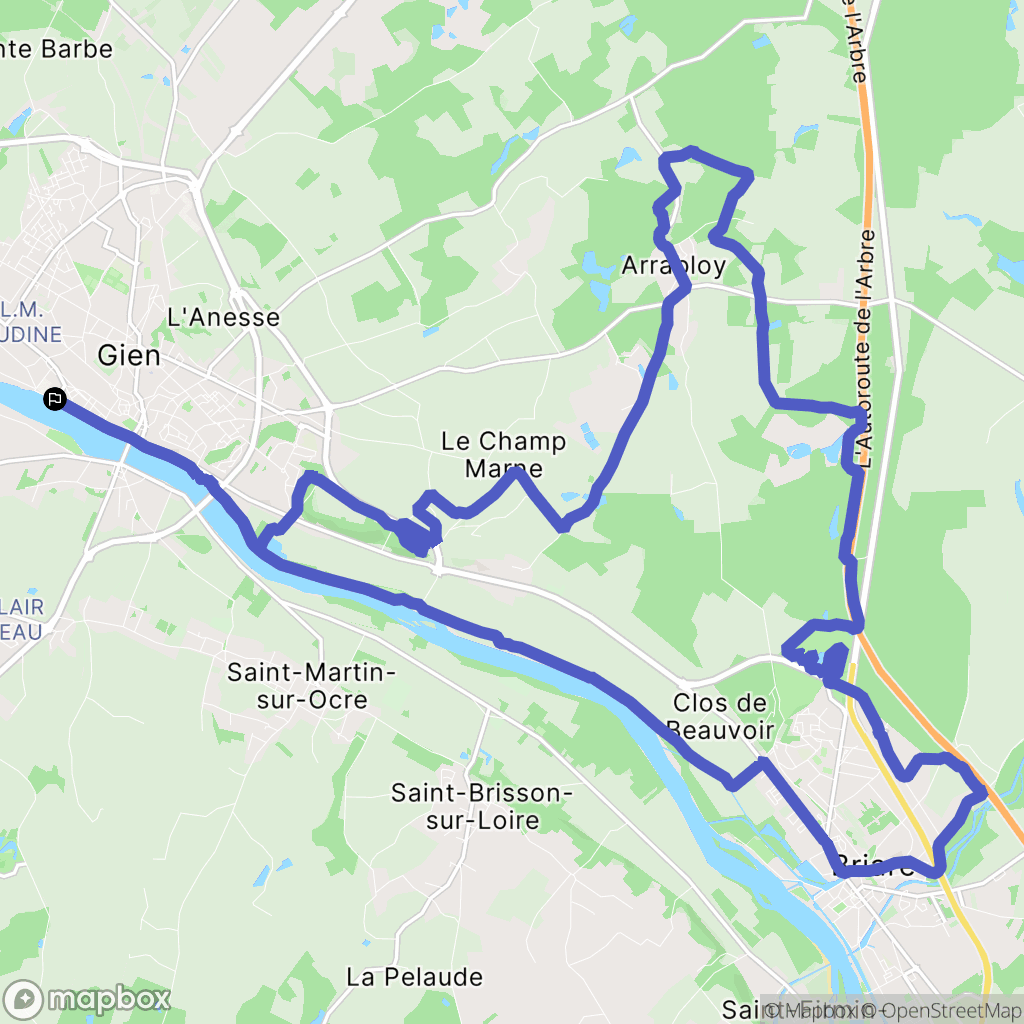Gien : carte du parcours de randonnée - France