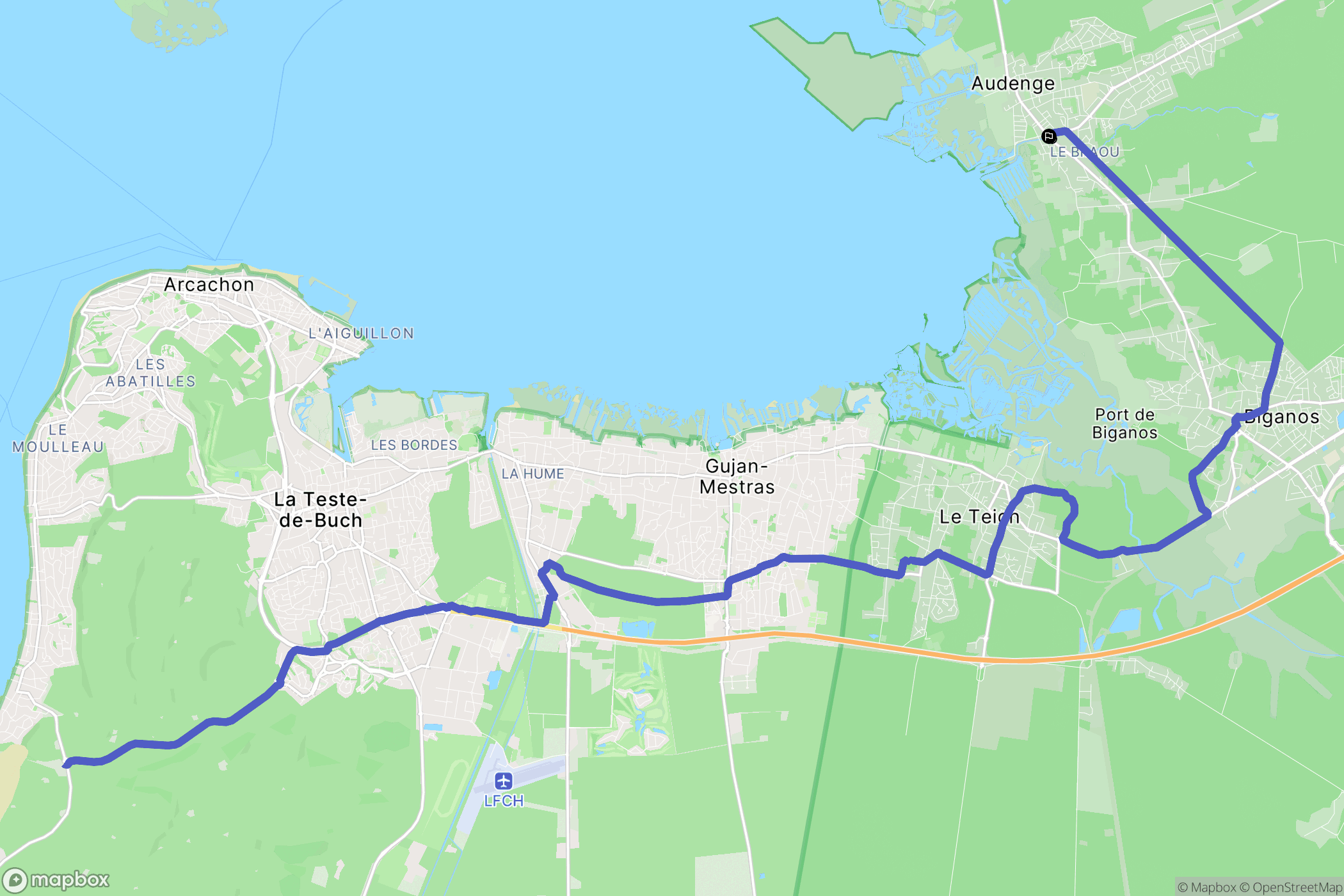Audenge : carte du parcours de randonnée - France