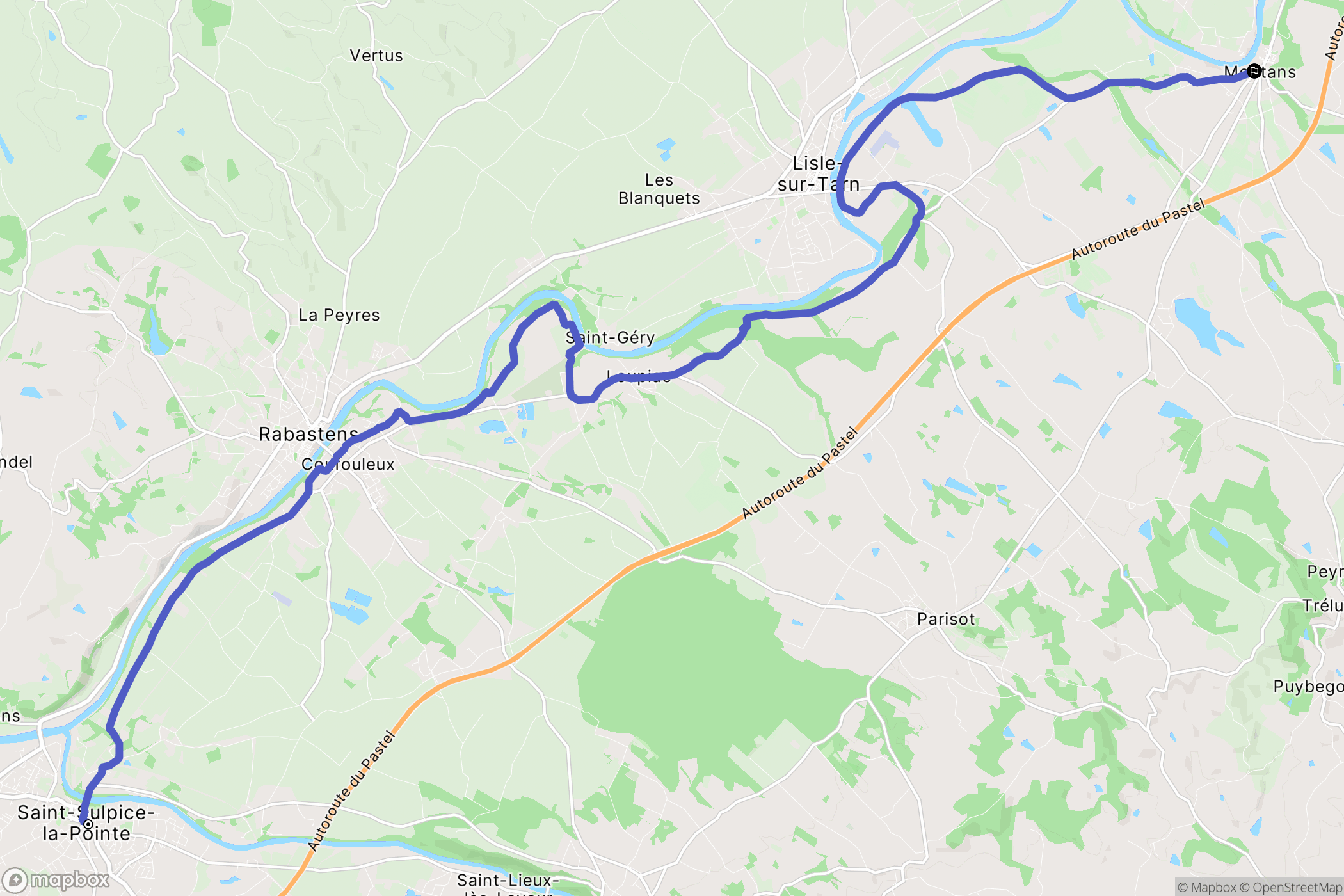 Saint-Sulpice-la-Pointe : carte du parcours de randonnée - France