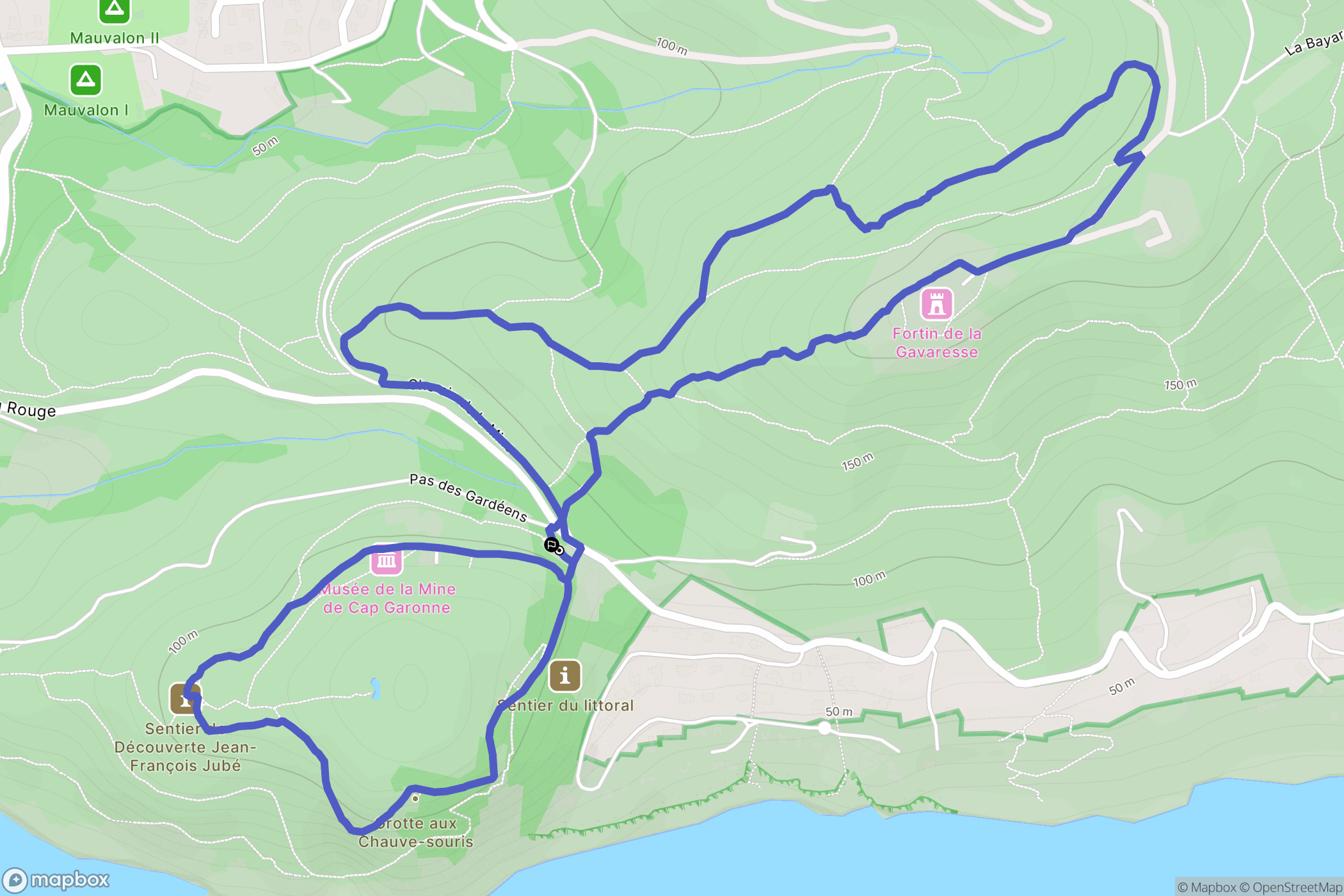 Le Pradet : carte du parcours de randonnée - France