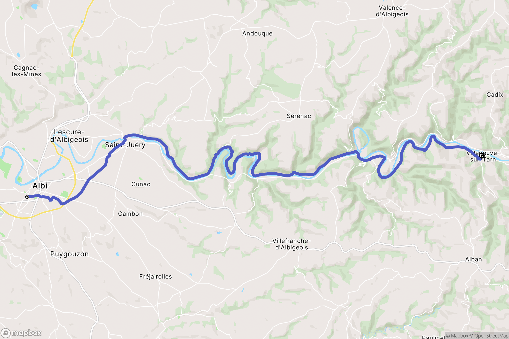 Albi : carte du parcours de randonnée - France