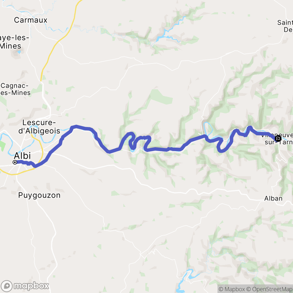 Albi : carte du parcours de randonnée - France