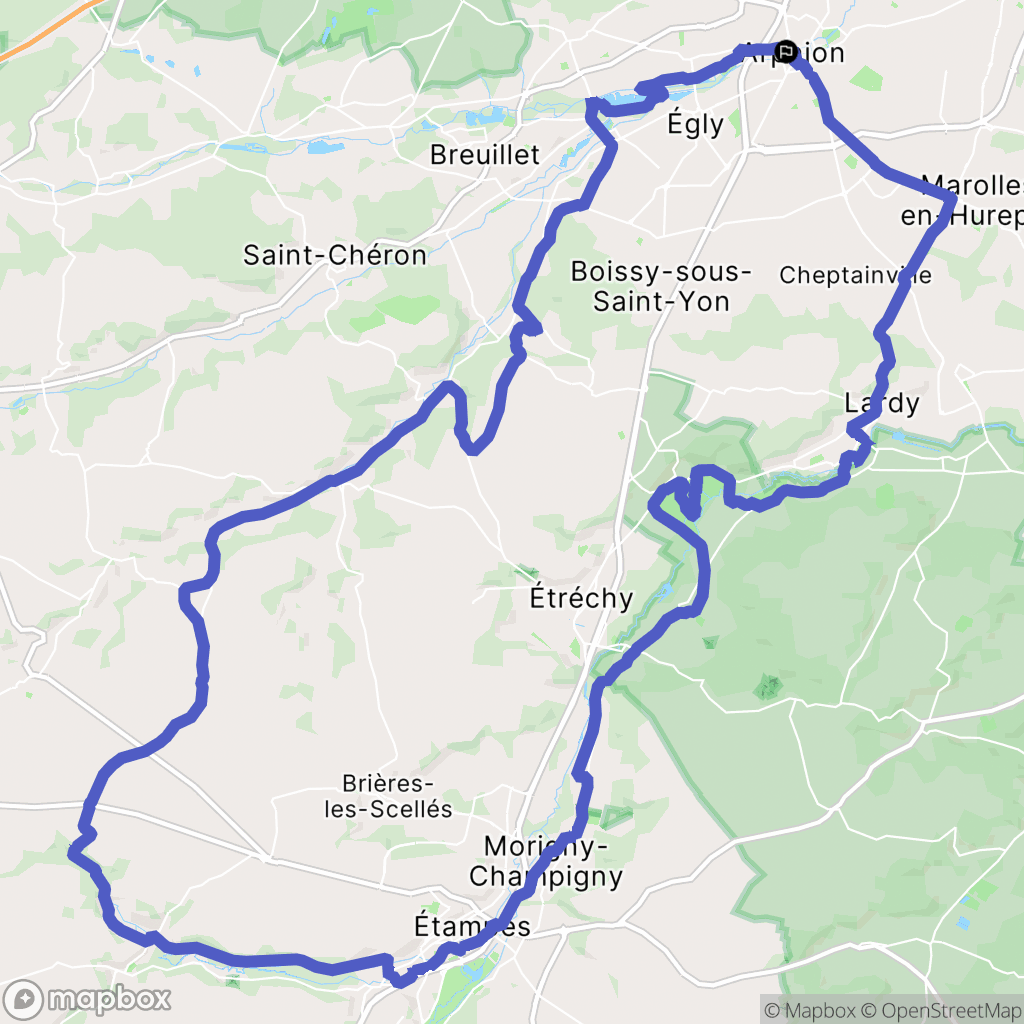 Arpajon : carte du parcours de randonnée - France