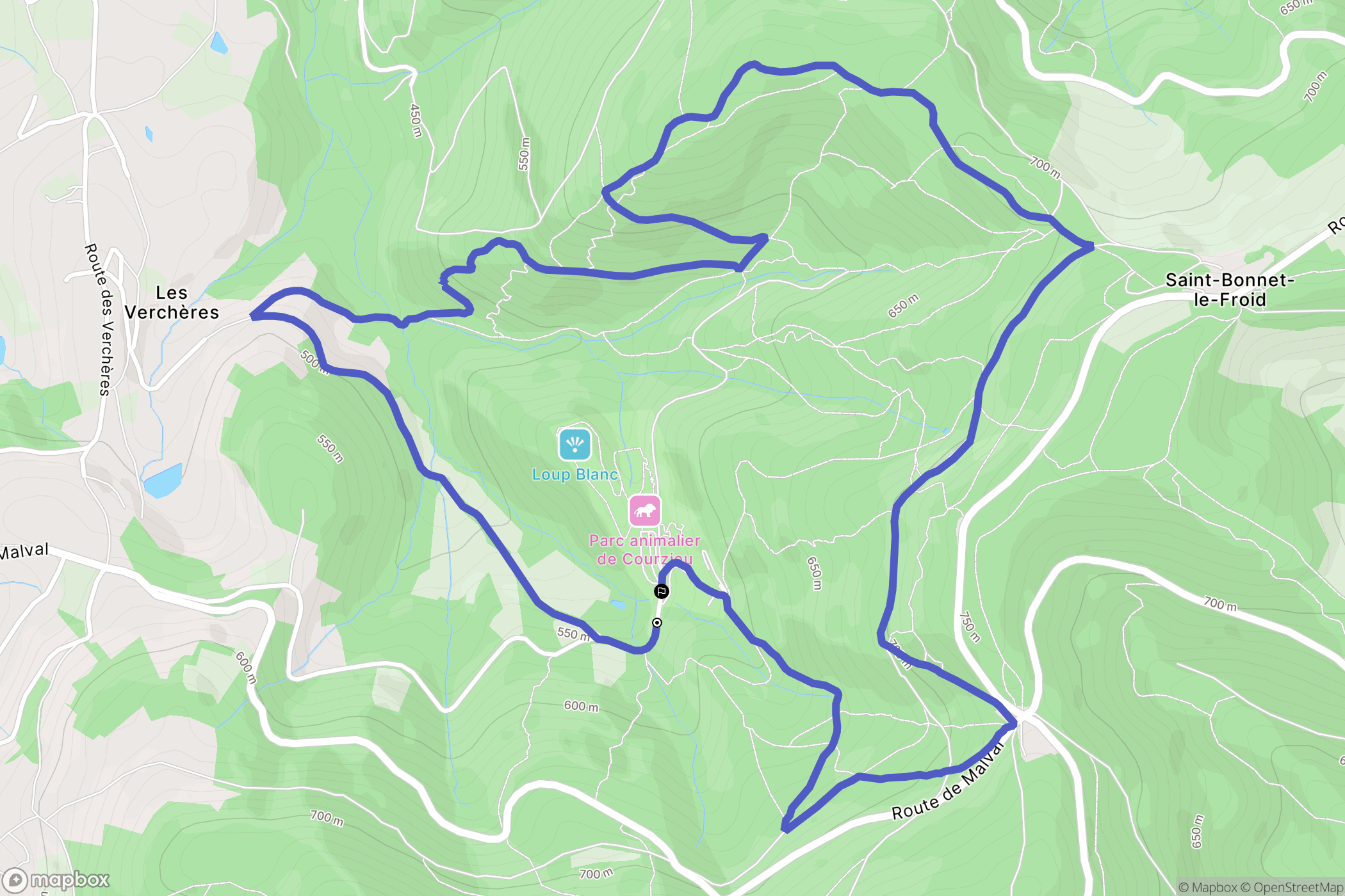 Courzieu : carte du parcours de randonnée - France