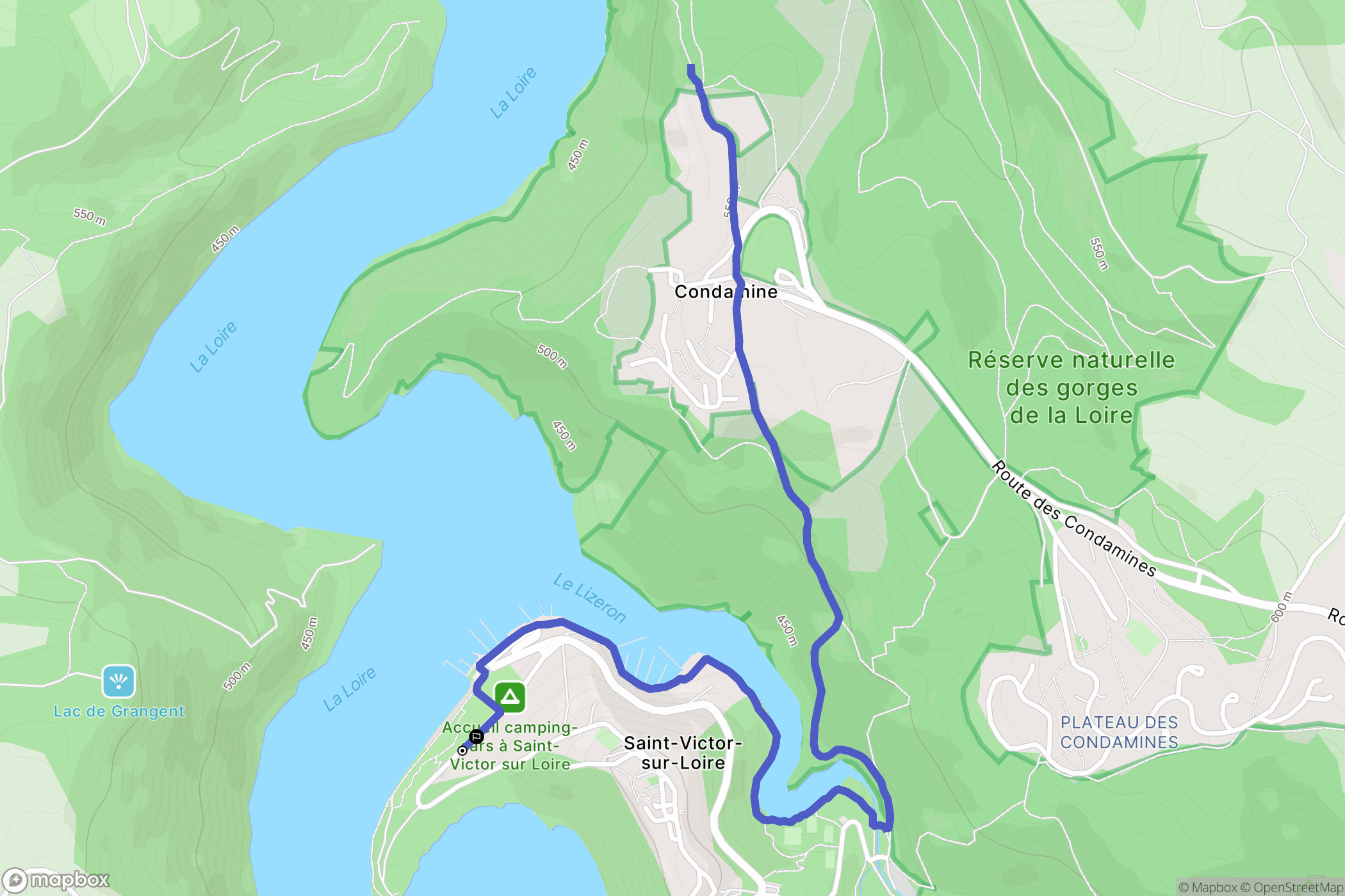 Saint-Étienne : carte du parcours de randonnée - France