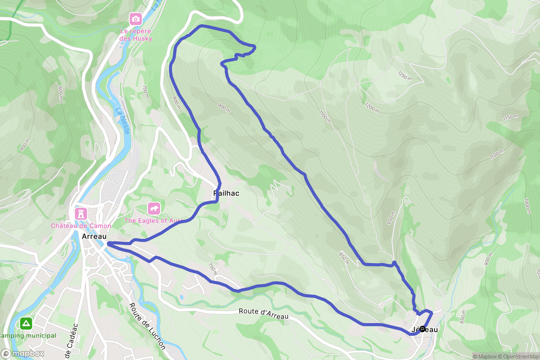 Jézeau : carte du parcours de randonnée - France