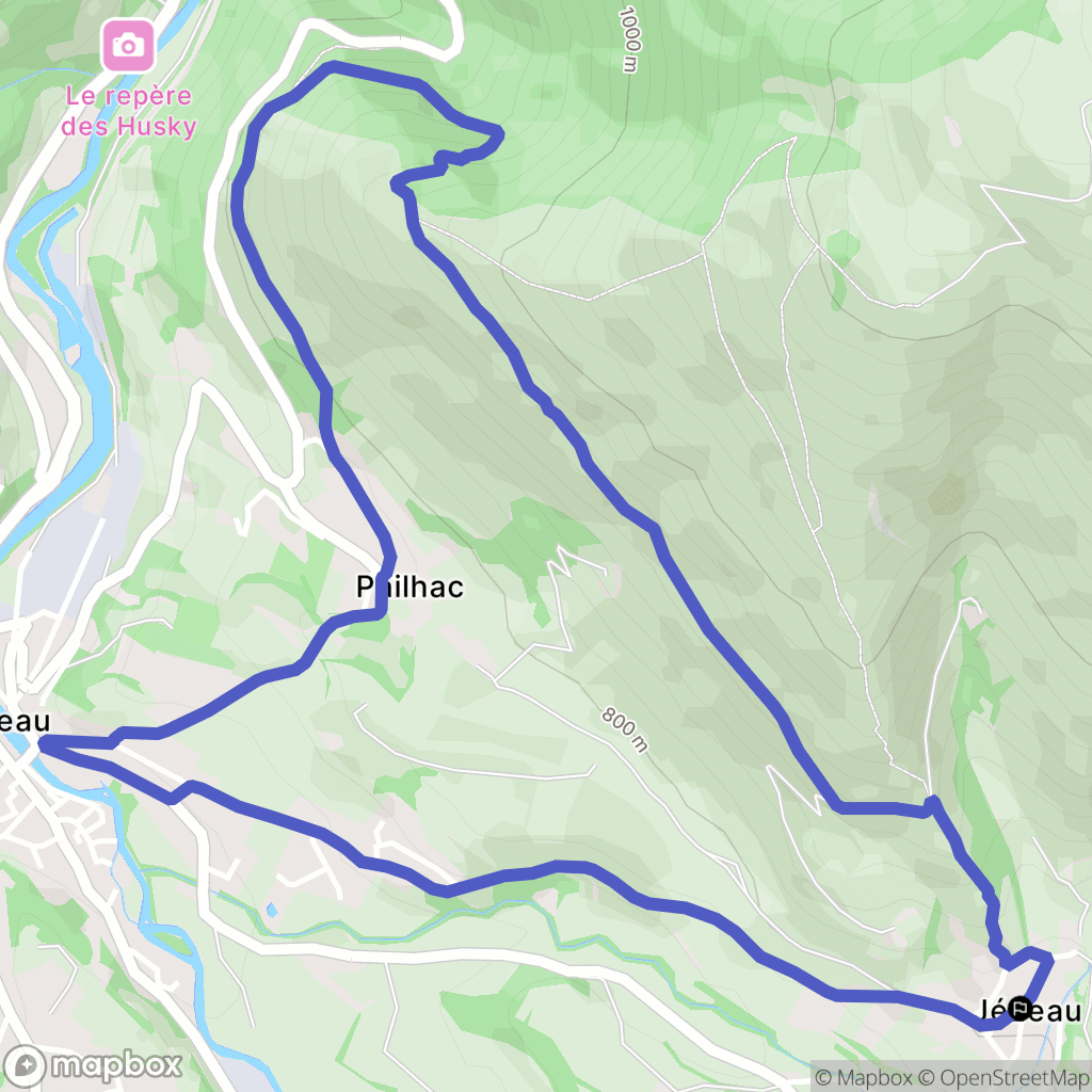 Jézeau : carte du parcours de randonnée - France