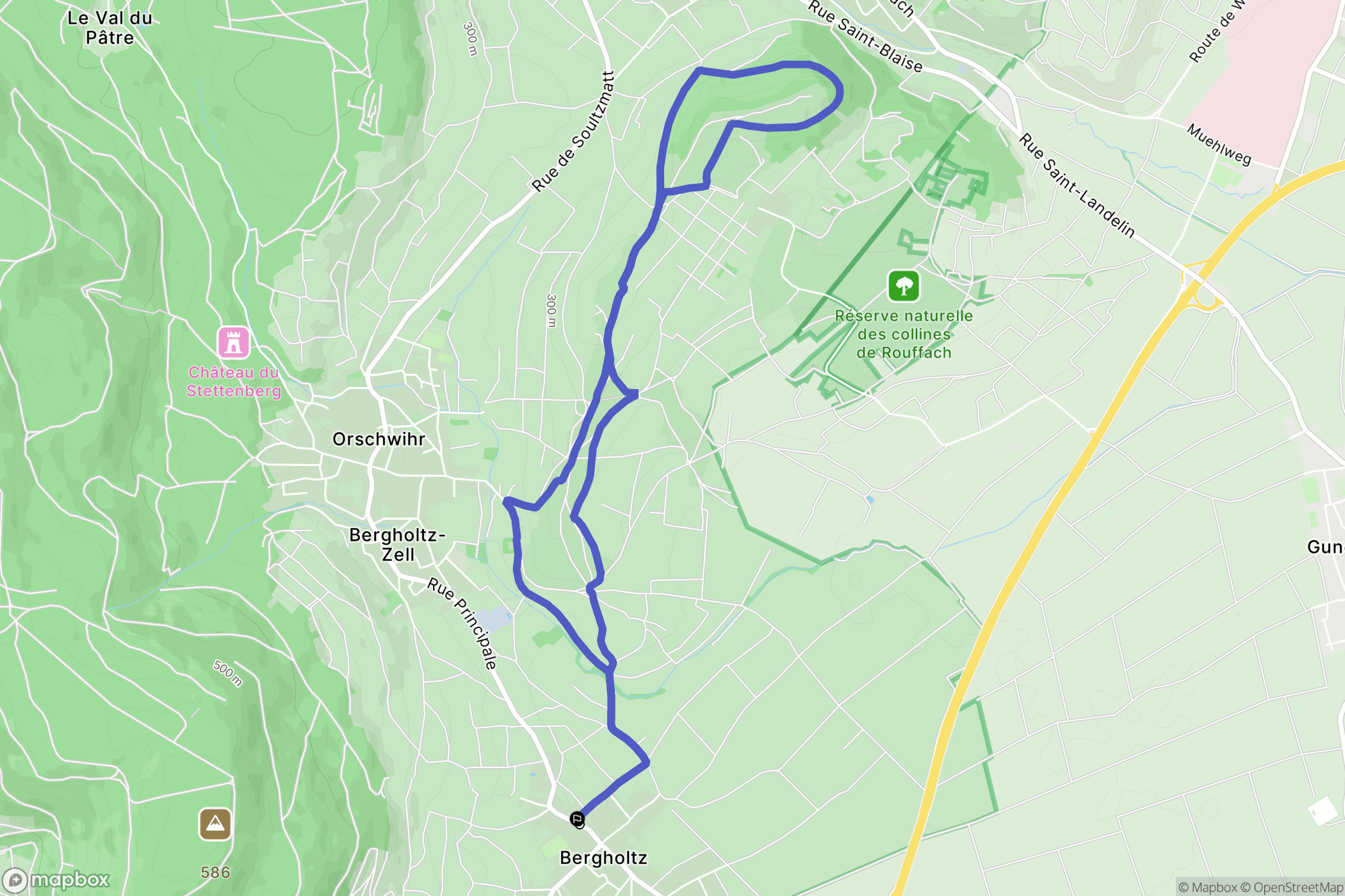 Bergholtz : carte du parcours de randonnée - France