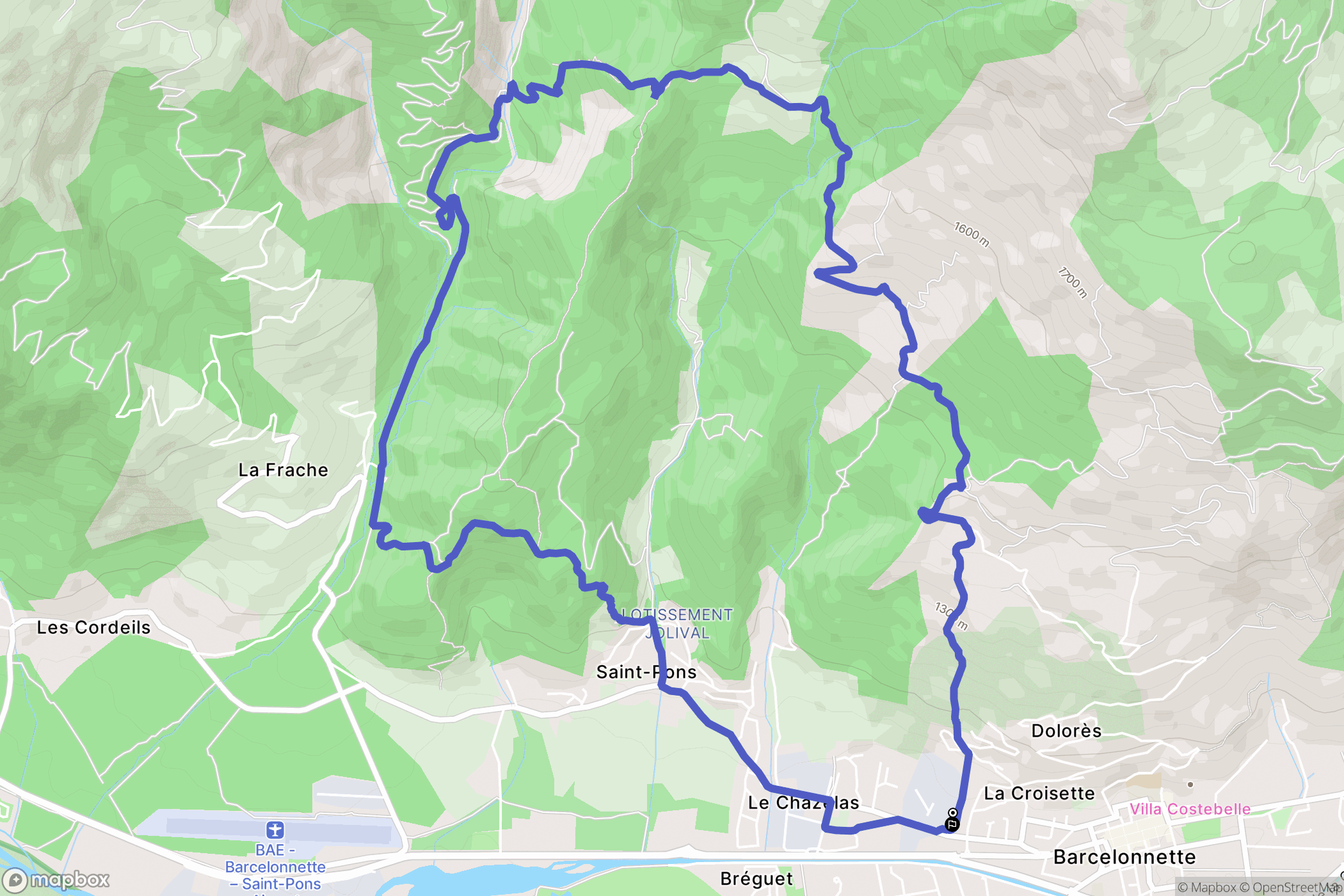 Barcelonnette : carte du parcours de randonnée - France