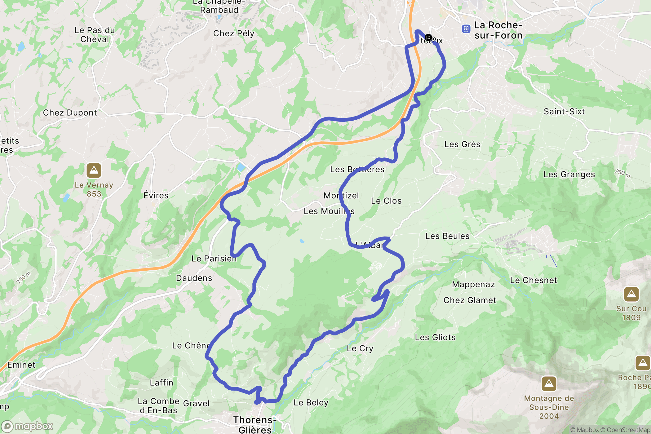 Eteaux : carte du parcours de randonnée - France