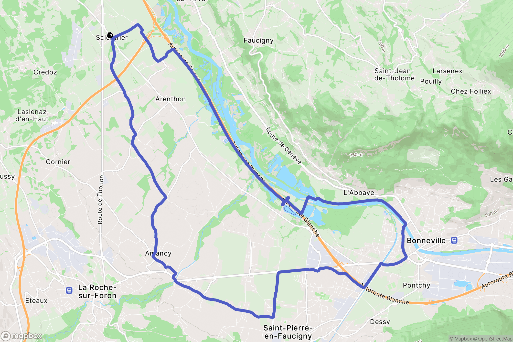 Scientrier : carte du parcours de randonnée - France