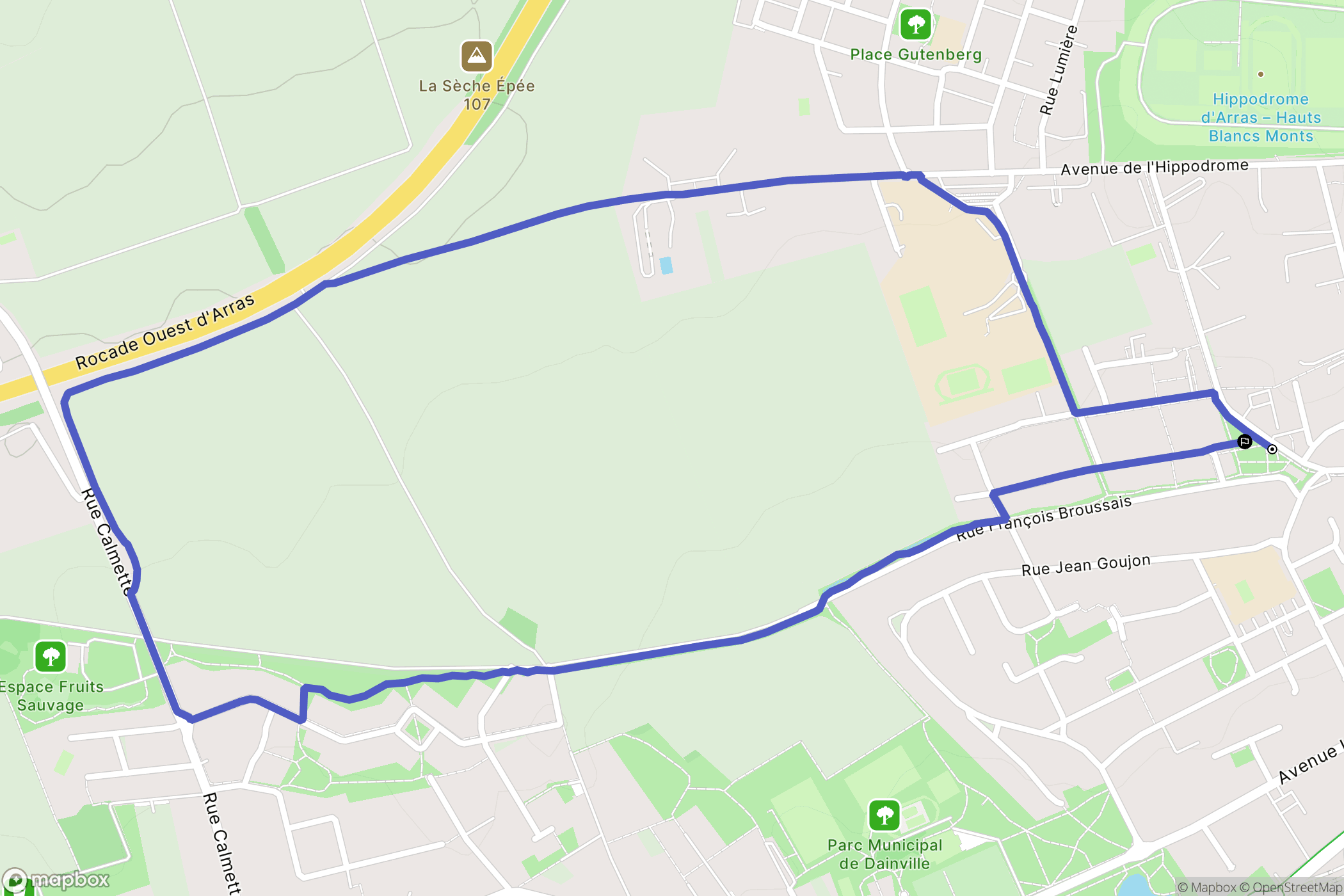 Dainville : carte du parcours de randonnée - France
