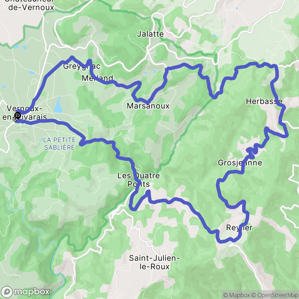 Vernoux-en-Vivarais : carte du parcours de randonnée - France