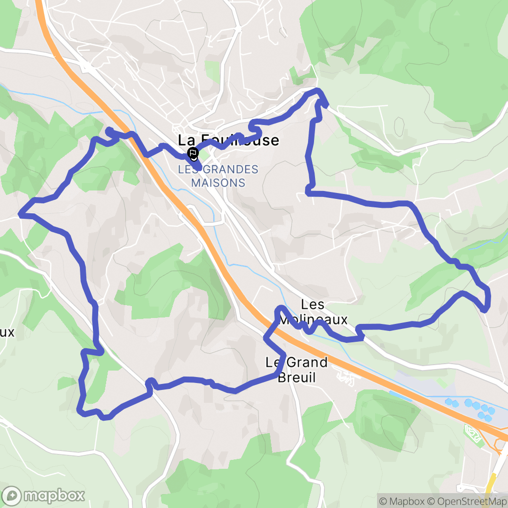 La Fouillouse : carte du parcours de randonnée - France