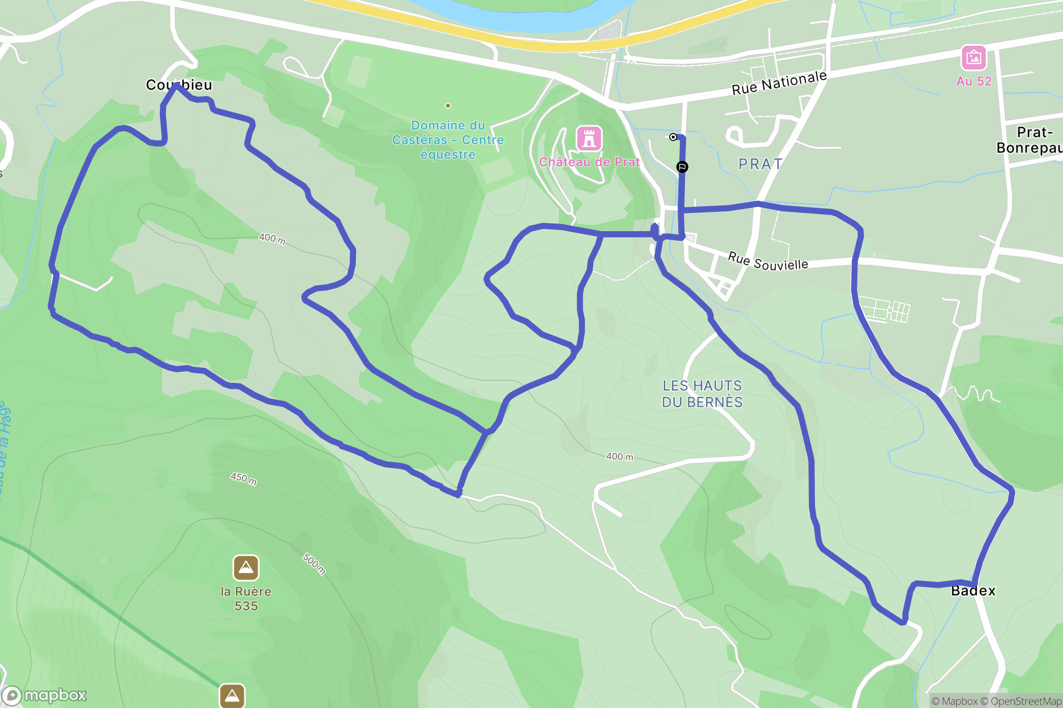 Prat-Bonrepaux : carte du parcours de randonnée - France