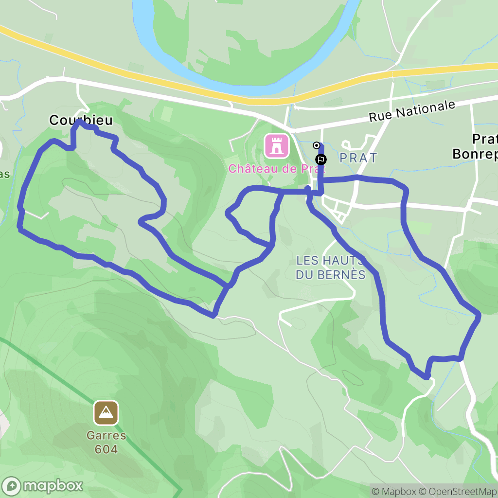 Prat-Bonrepaux : carte du parcours de randonnée - France