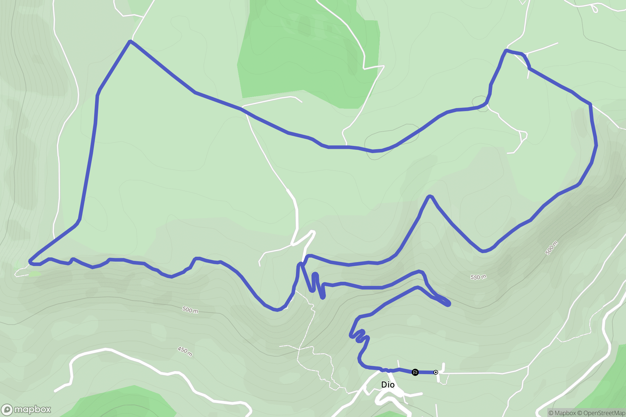 Dio-et-Valquières : carte du parcours de randonnée - France