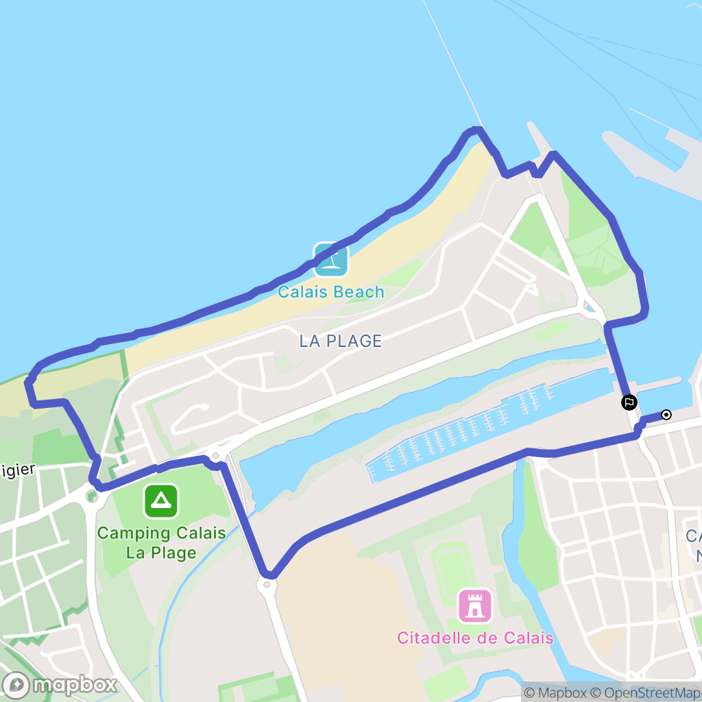 Calais : carte du parcours de randonnée - France