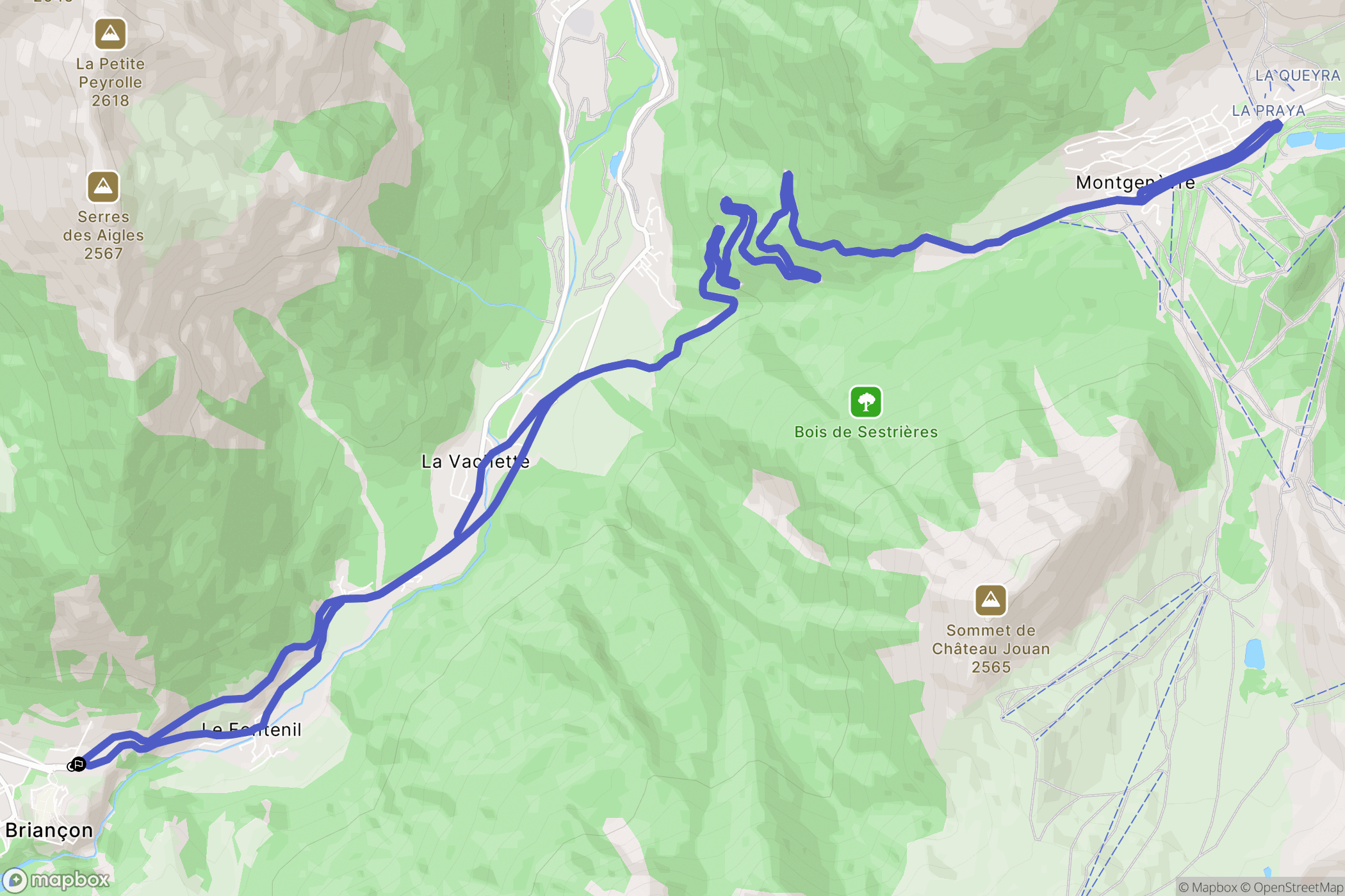 Briançon : carte du parcours de randonnée - France