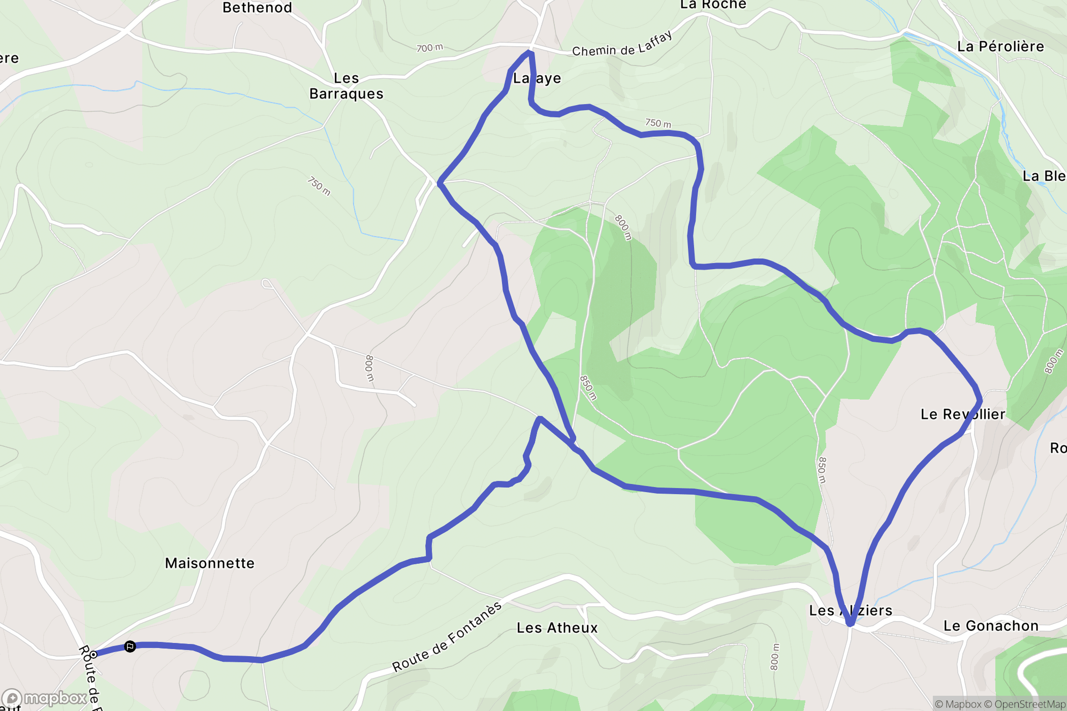 Saint-Héand : carte du parcours de randonnée - France