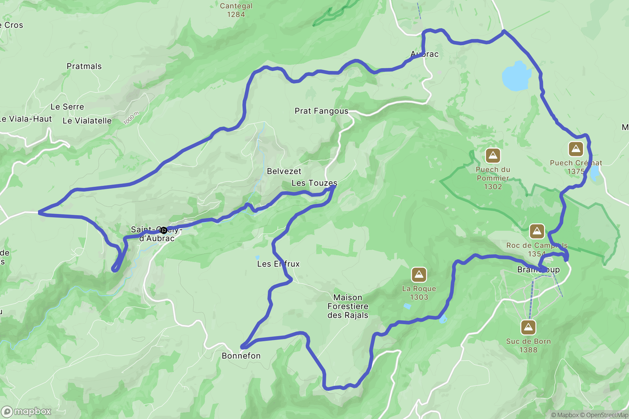 Saint-Chély-d'Aubrac : carte du parcours de randonnée - France