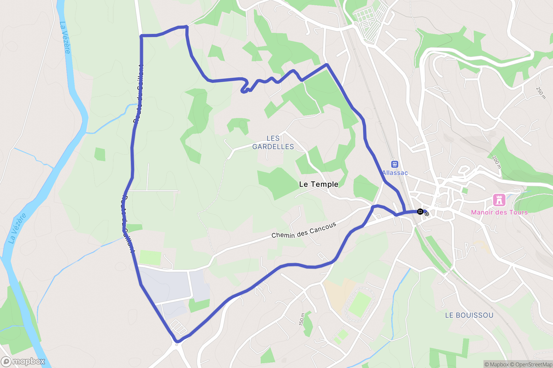 Allassac : carte du parcours de randonnée - France