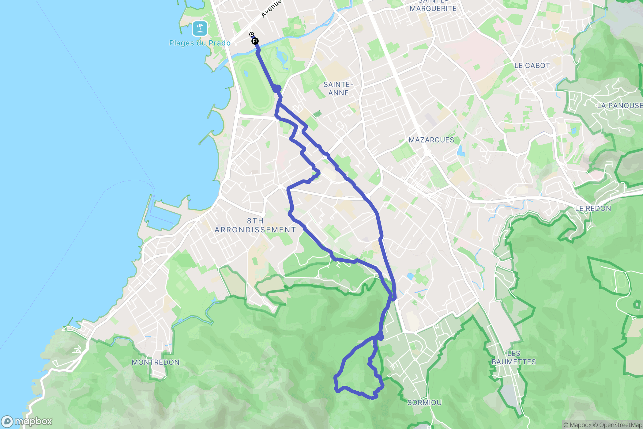 Marseille : carte du parcours de randonnée - France