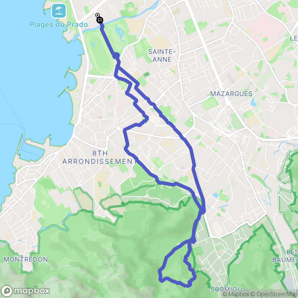 Marseille : carte du parcours de randonnée - France