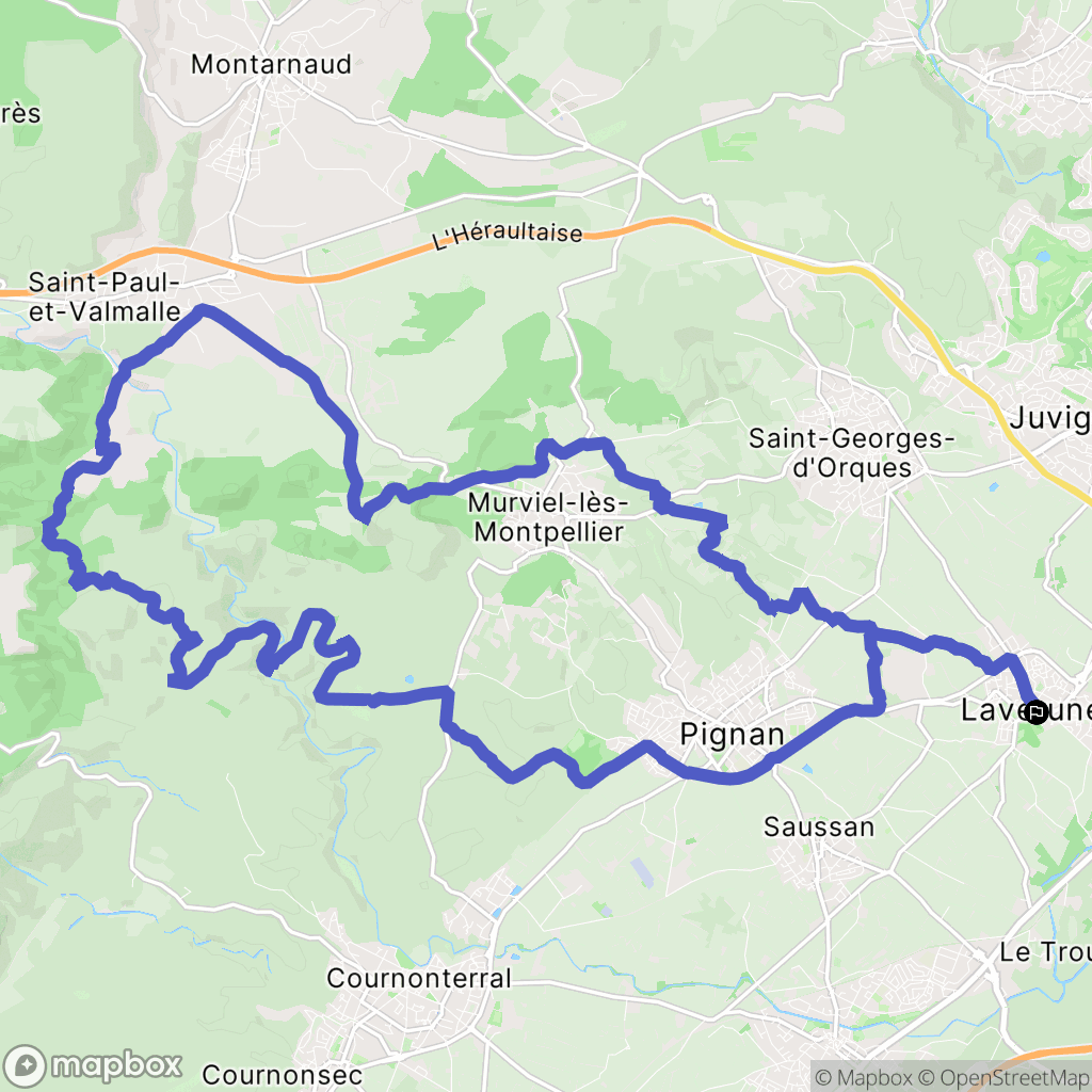 Lavérune : carte du parcours de randonnée - France