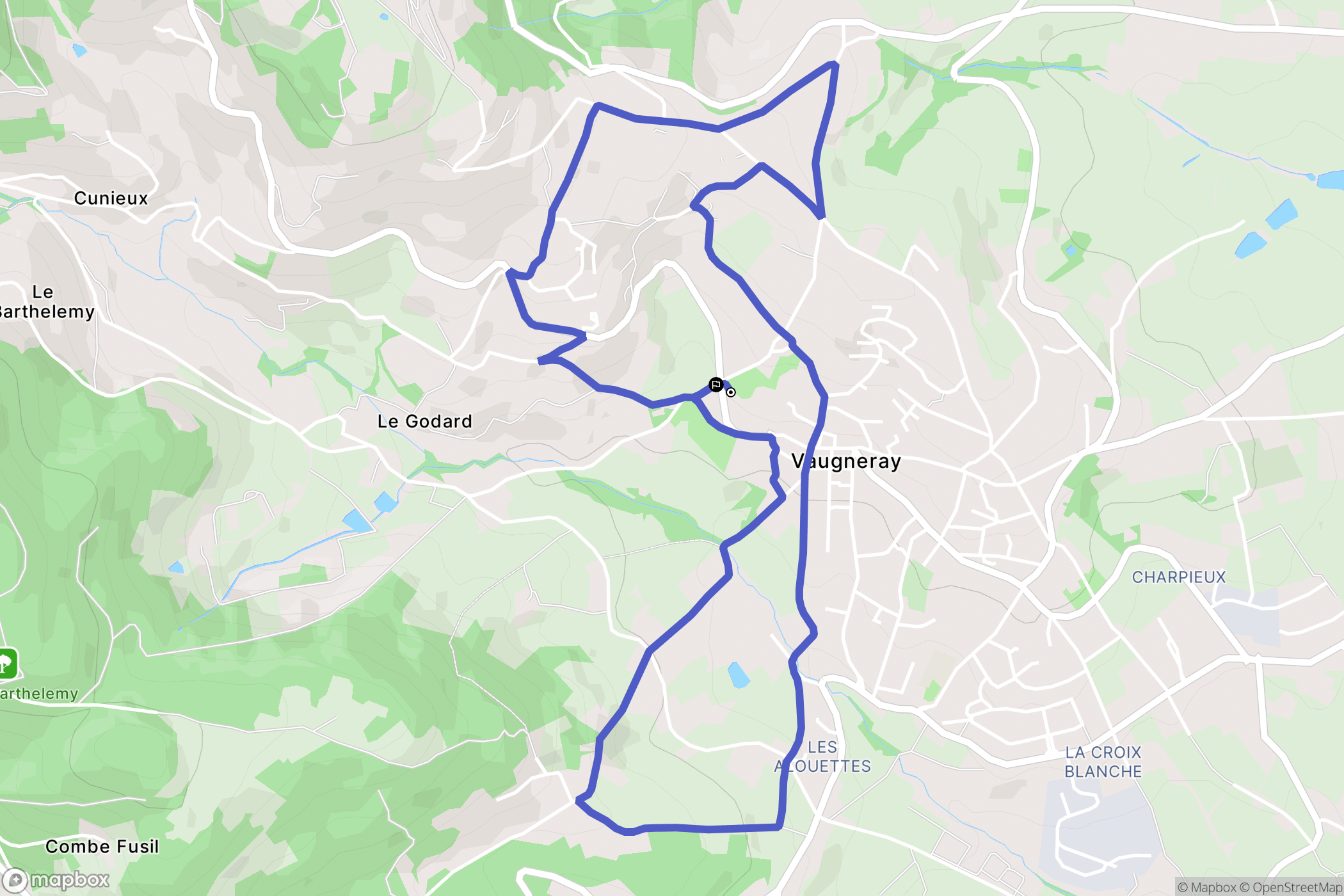 Vaugneray : carte du parcours de randonnée - France