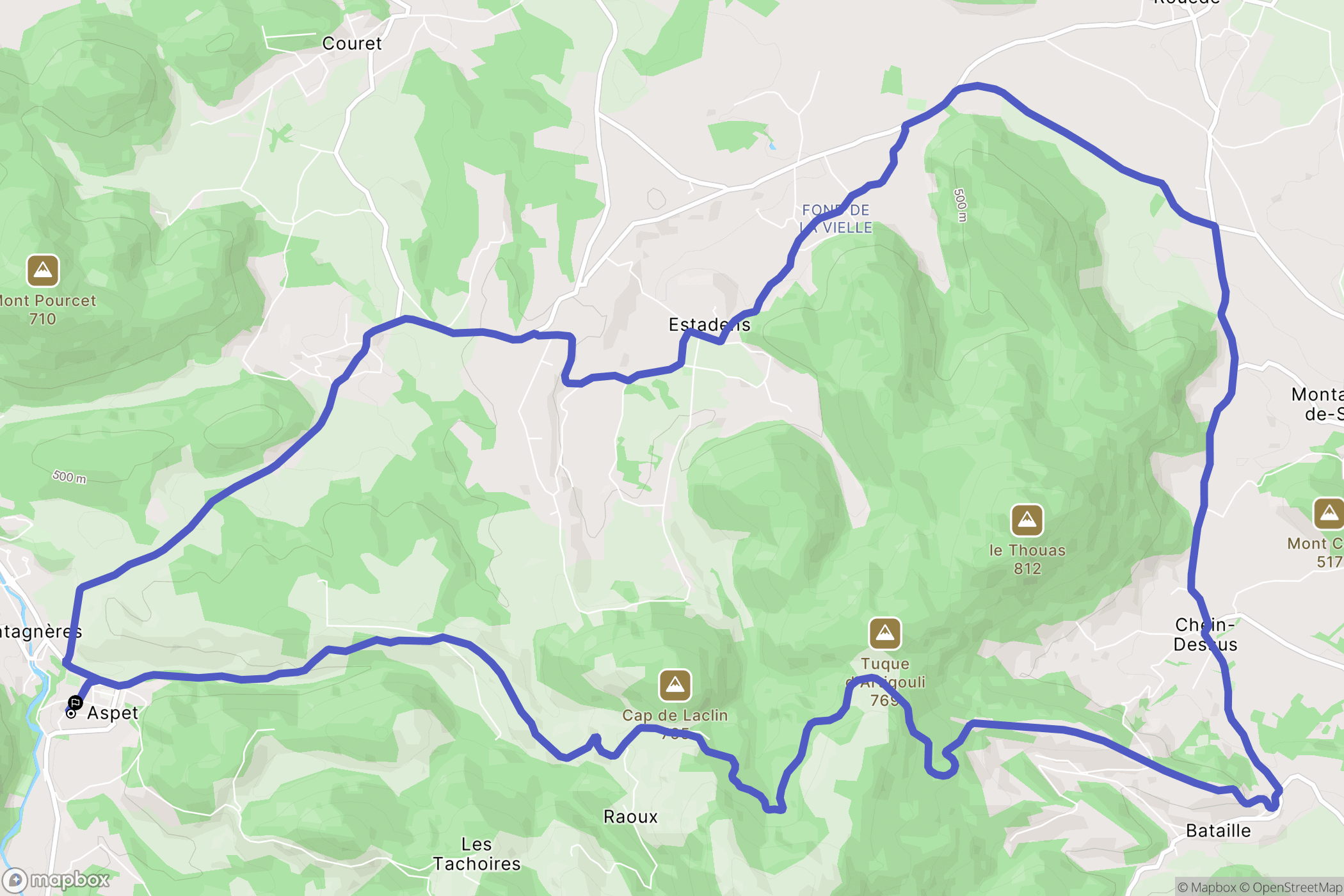 Aspet : carte du parcours de randonnée - France