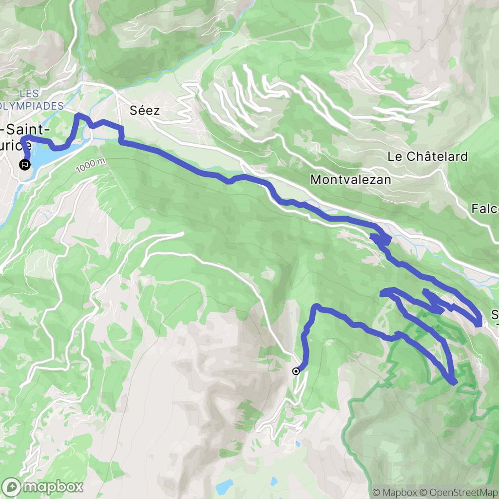 Bourg-Saint-Maurice : carte du parcours de randonnée - France