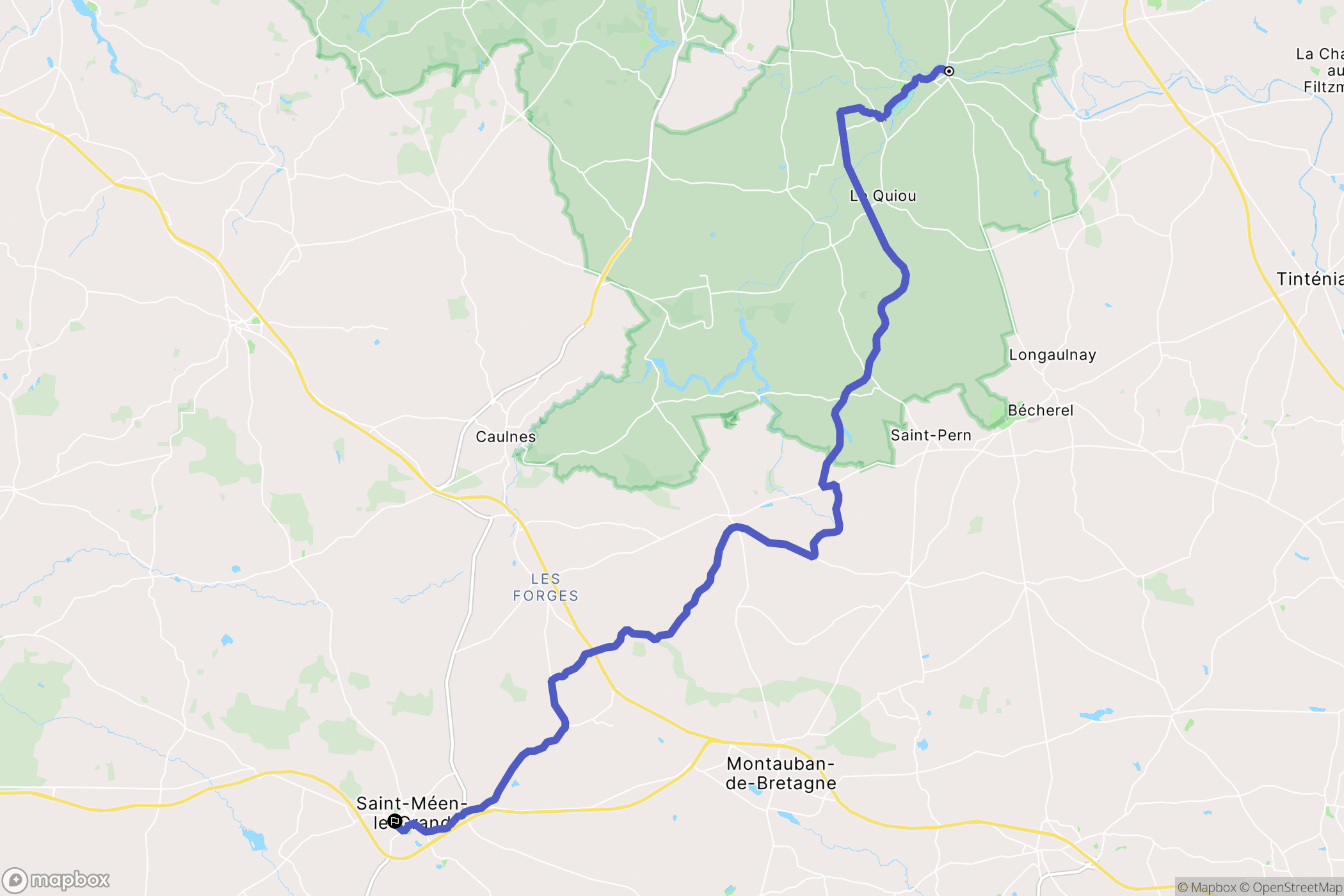 Évran : carte du parcours de randonnée - France
