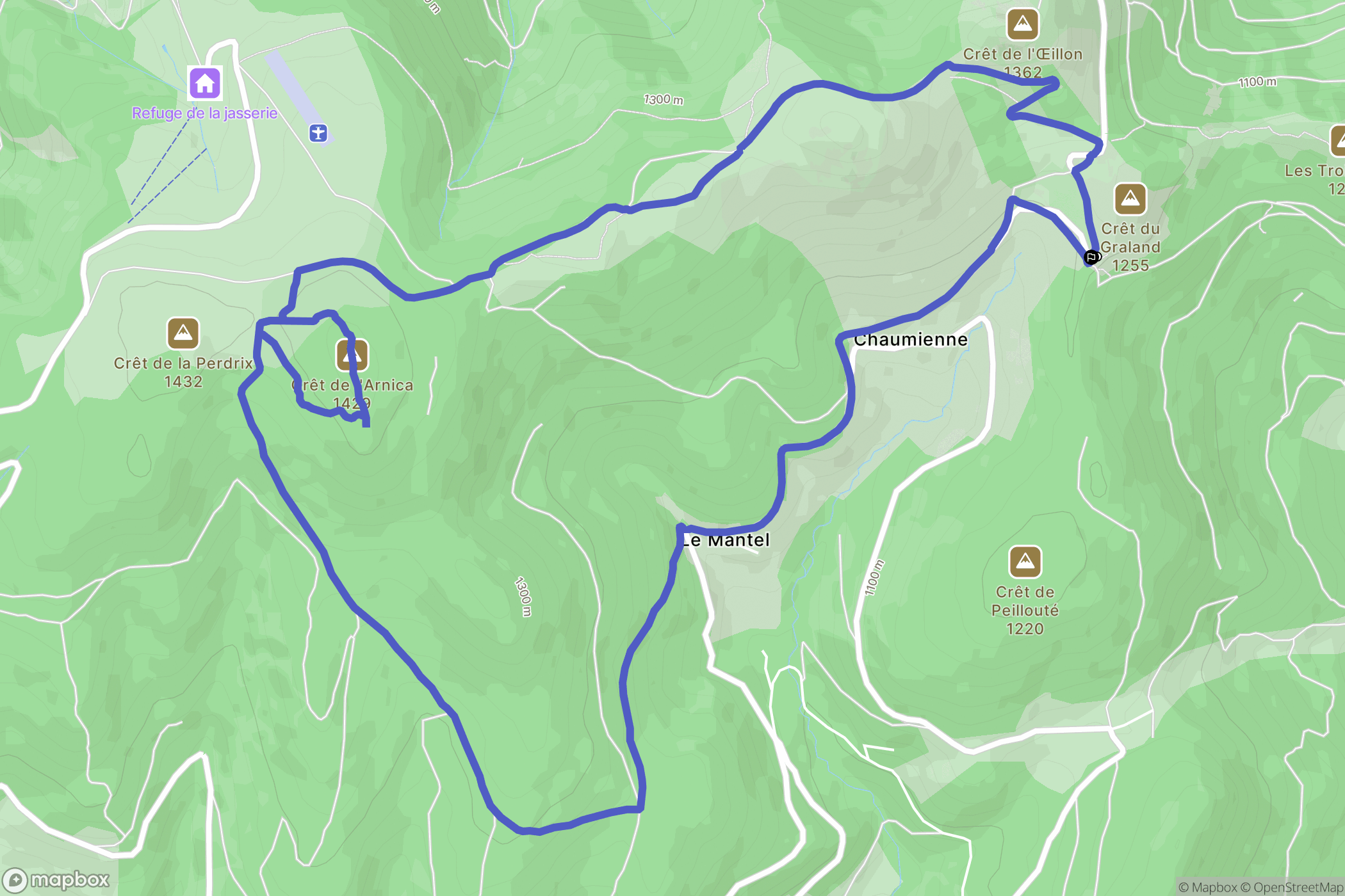 Véranne : carte du parcours de randonnée - France