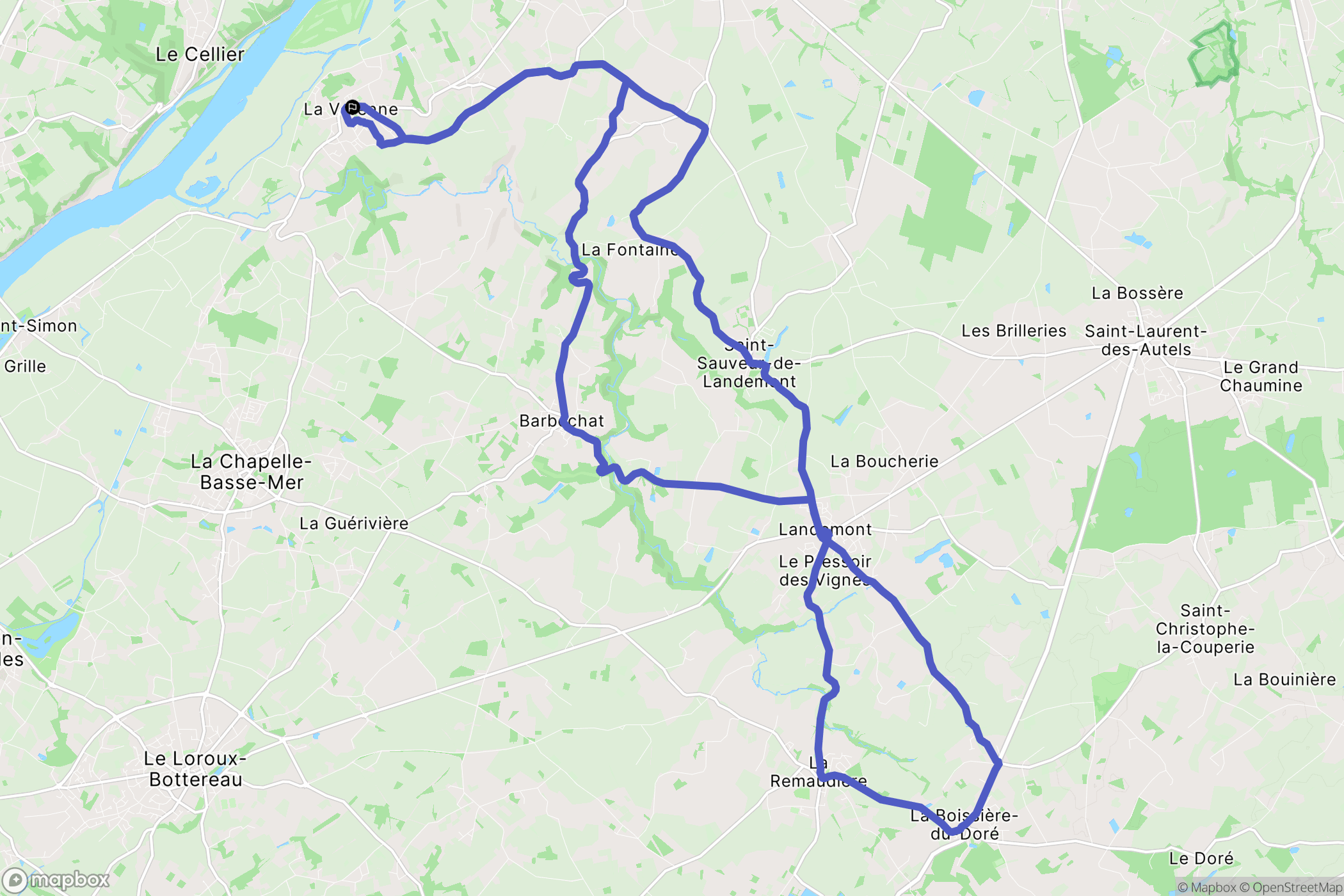 Orée-d'Anjou : carte du parcours de randonnée - France
