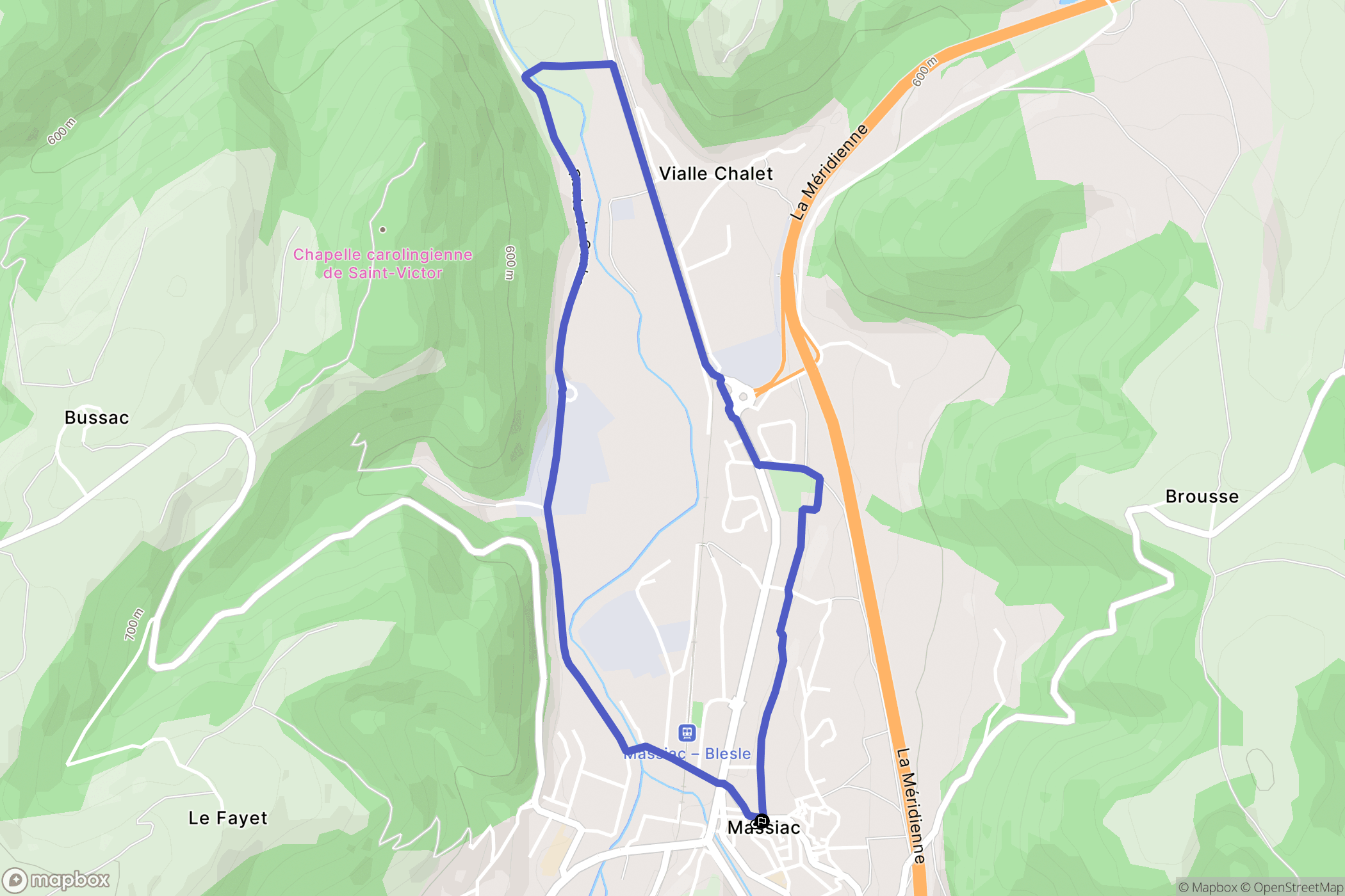 Massiac : carte du parcours de randonnée - France