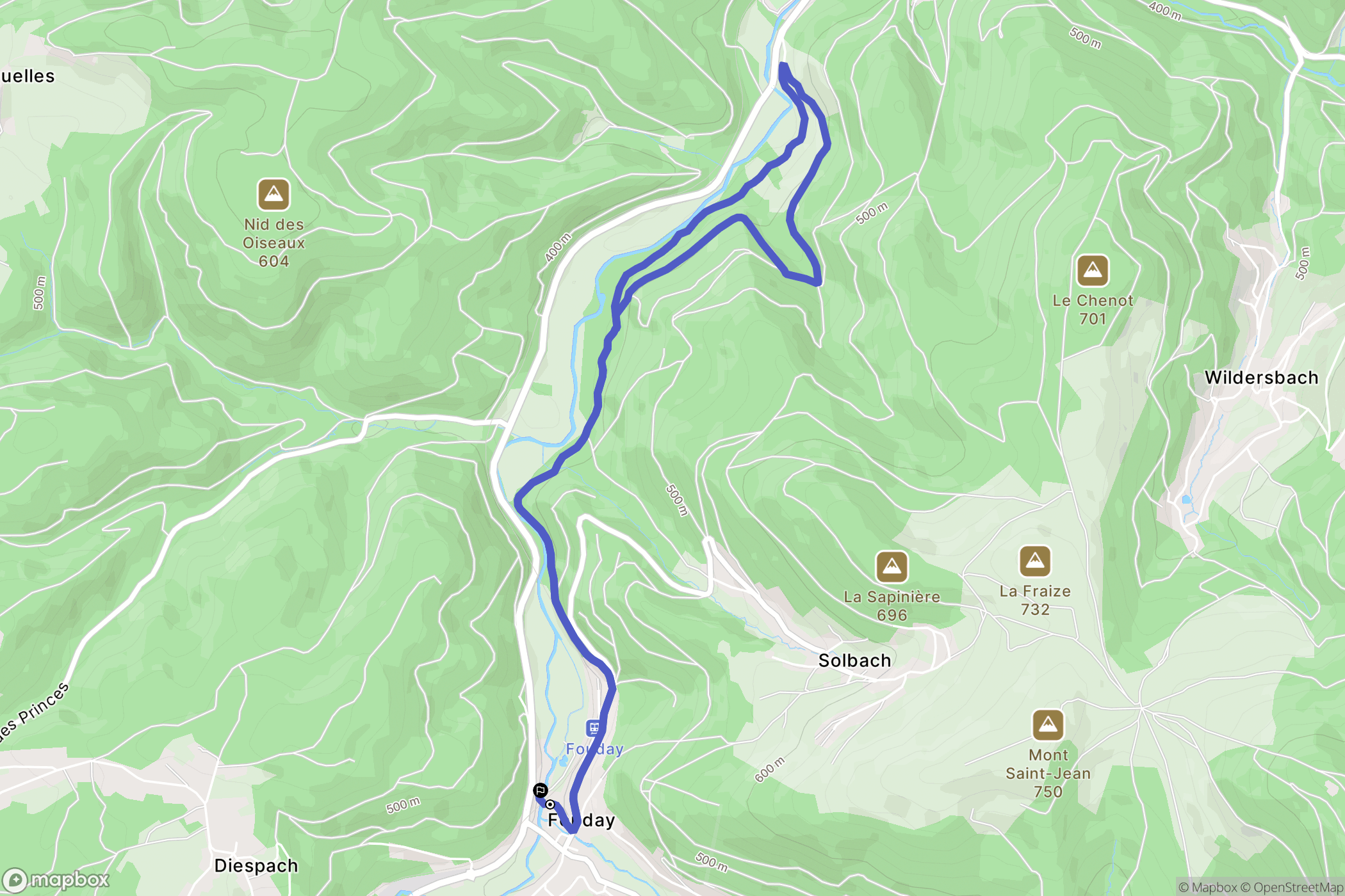 Fouday : carte du parcours de randonnée - France