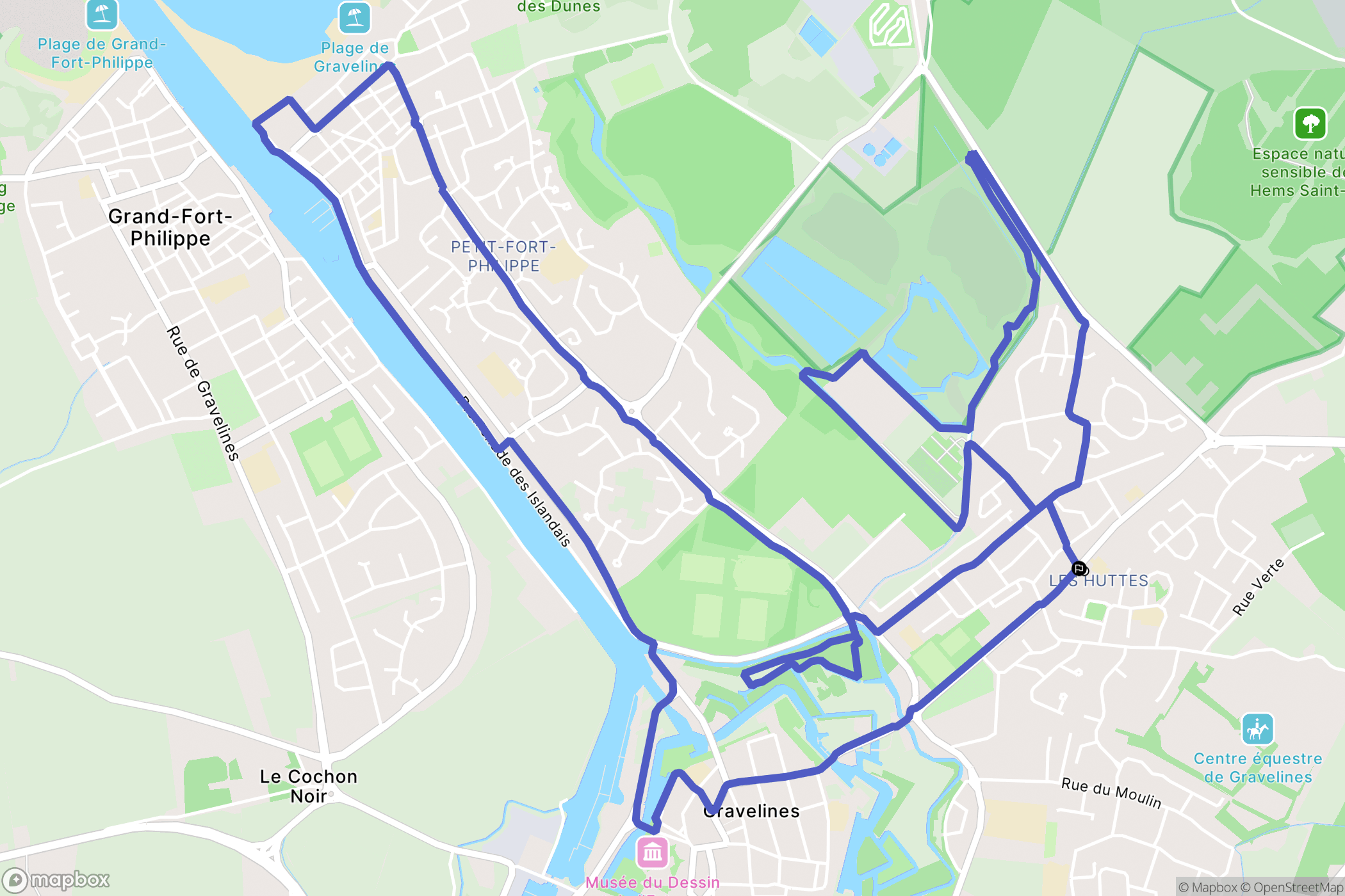 Gravelines : carte du parcours de randonnée - France