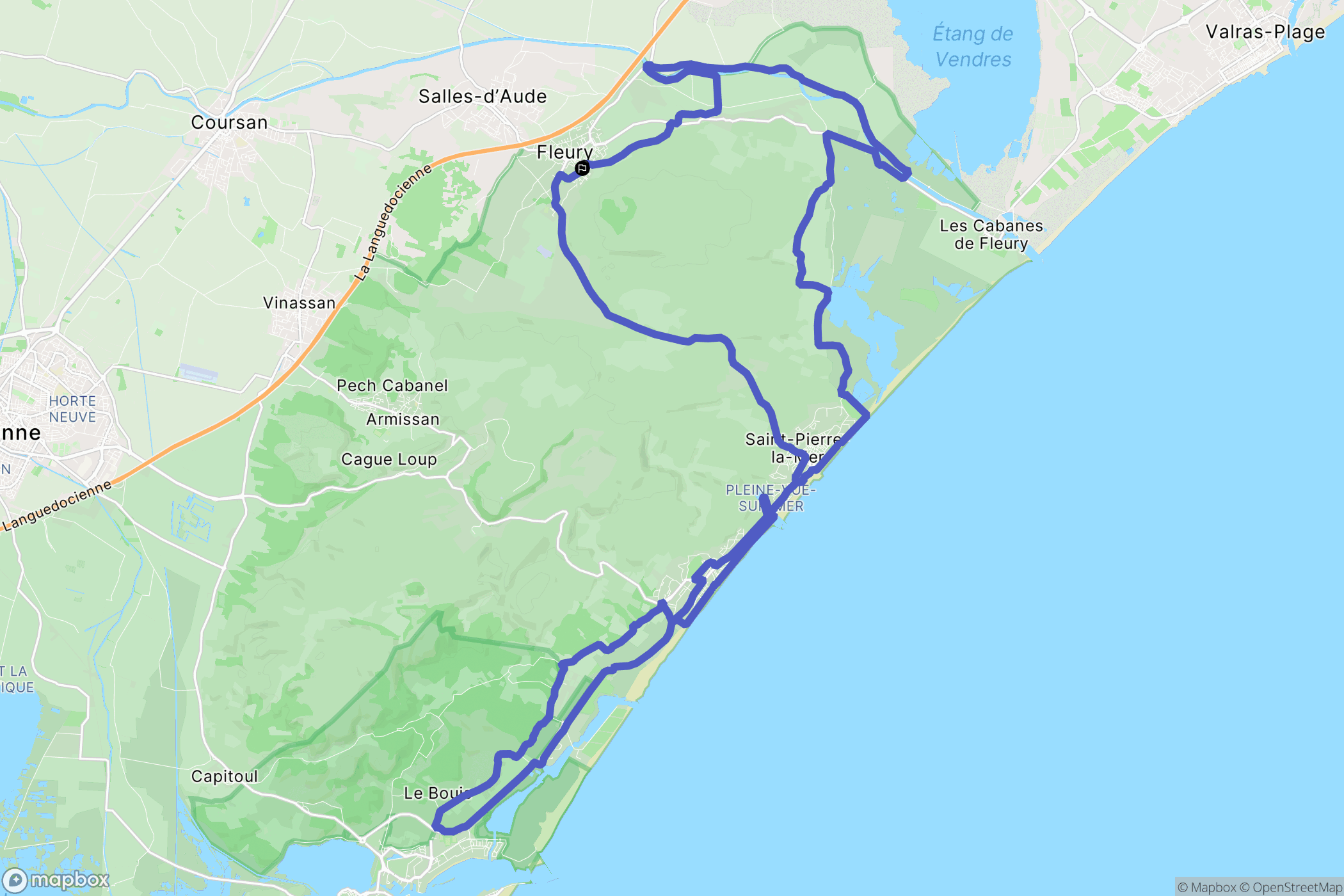 Fleury : carte du parcours de randonnée - France