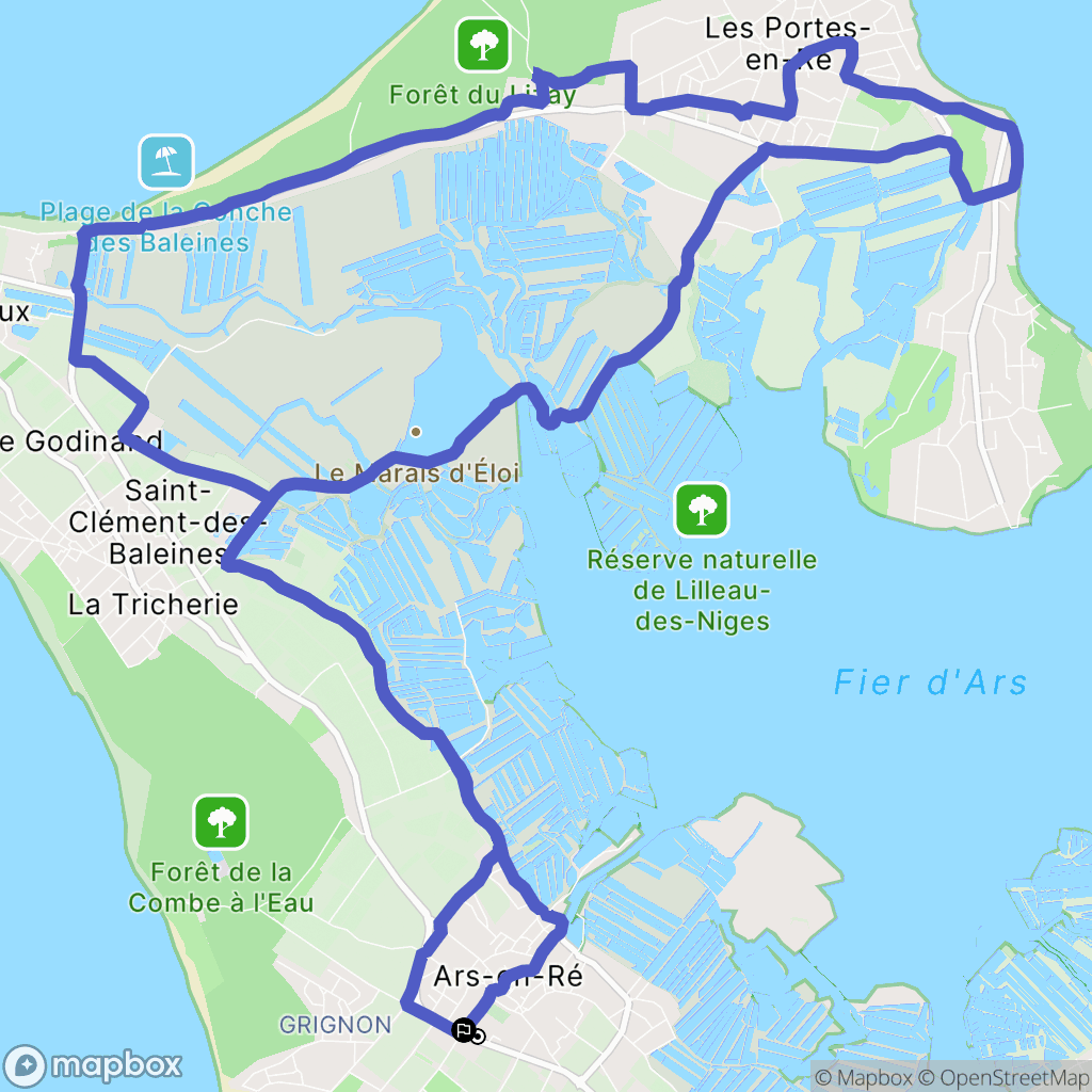 Ars-en-Ré : carte du parcours de randonnée - France