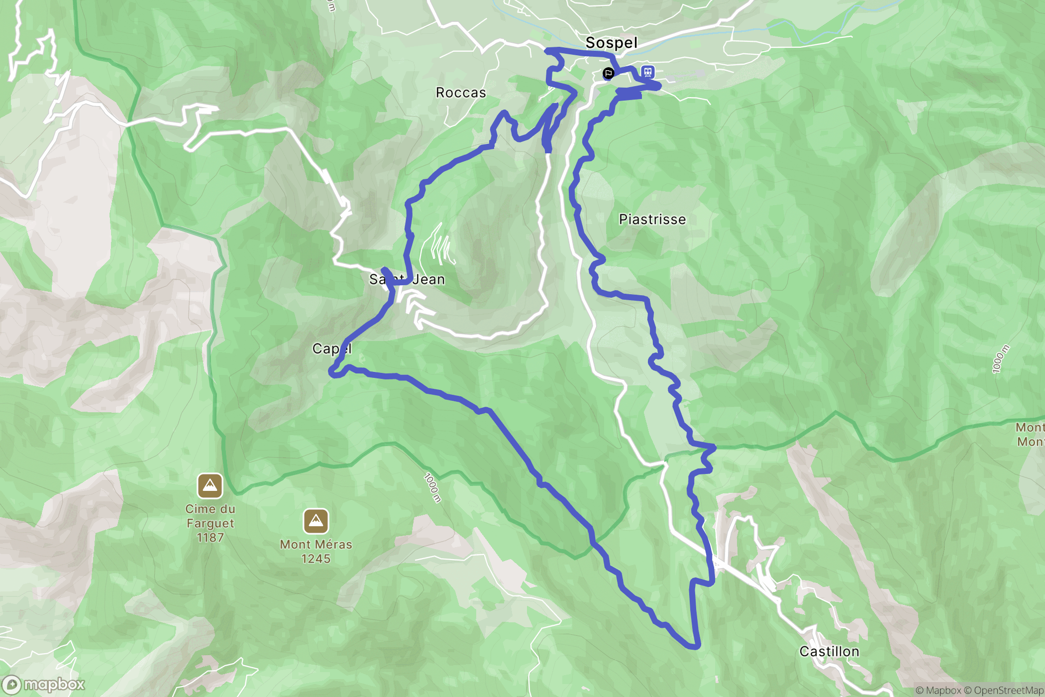 Sospel : carte du parcours de randonnée - France