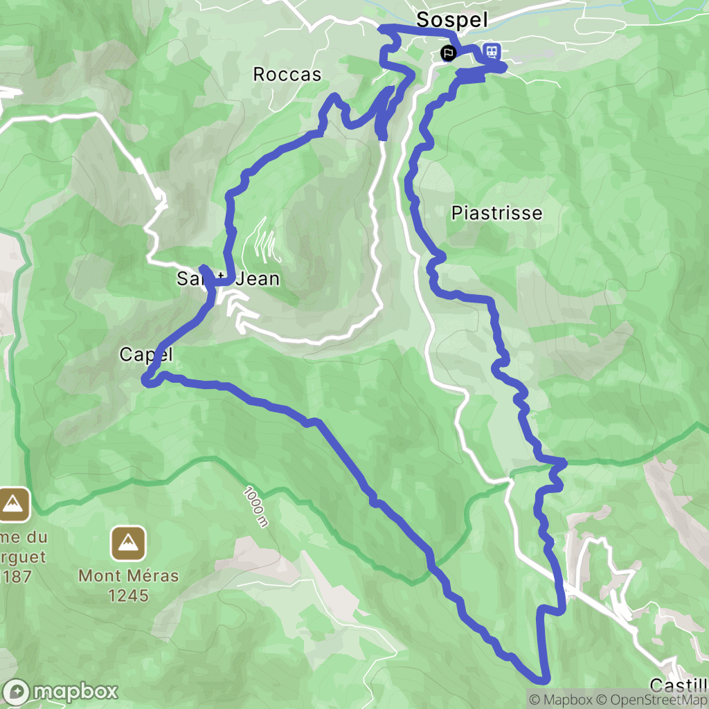 Sospel : carte du parcours de randonnée - France