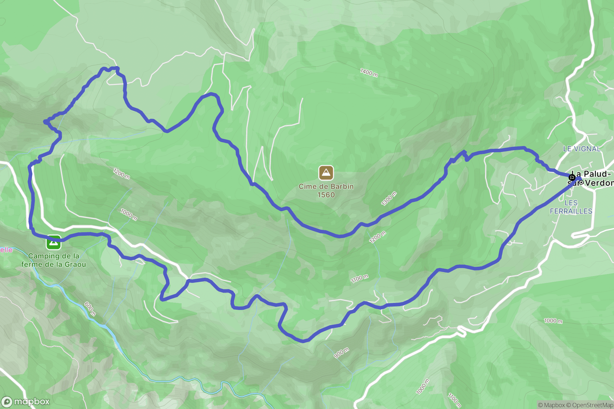 La Palud-sur-Verdon : carte du parcours de randonnée - France