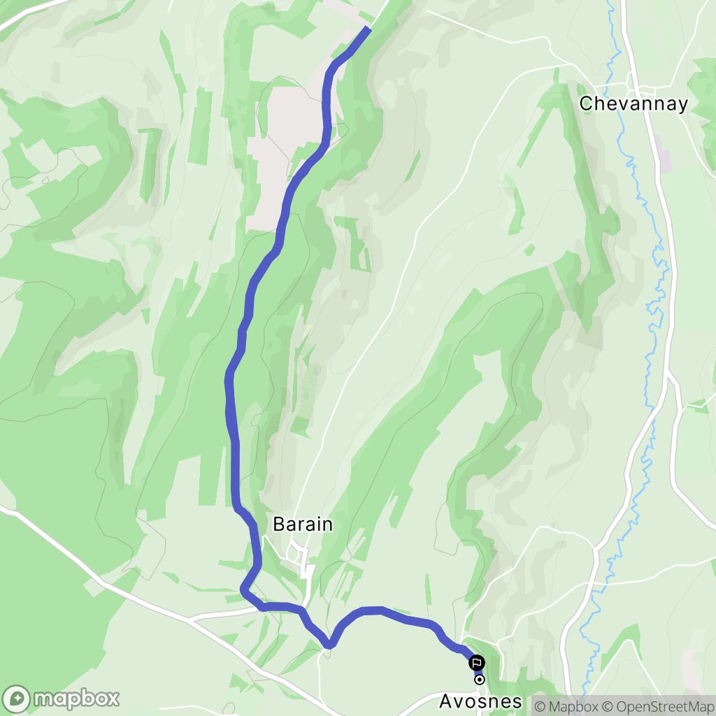 Avosnes : carte du parcours de randonnée - France