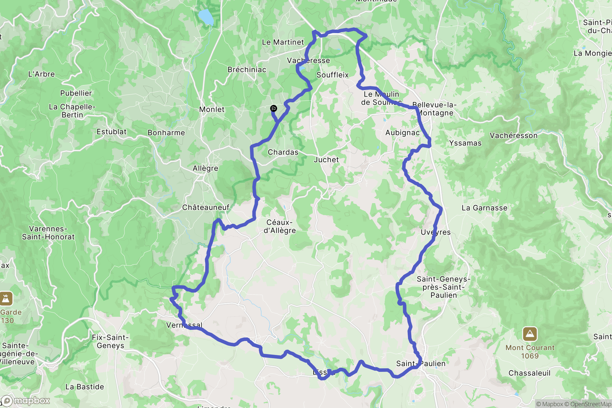 Monlet : carte du parcours de randonnée - France